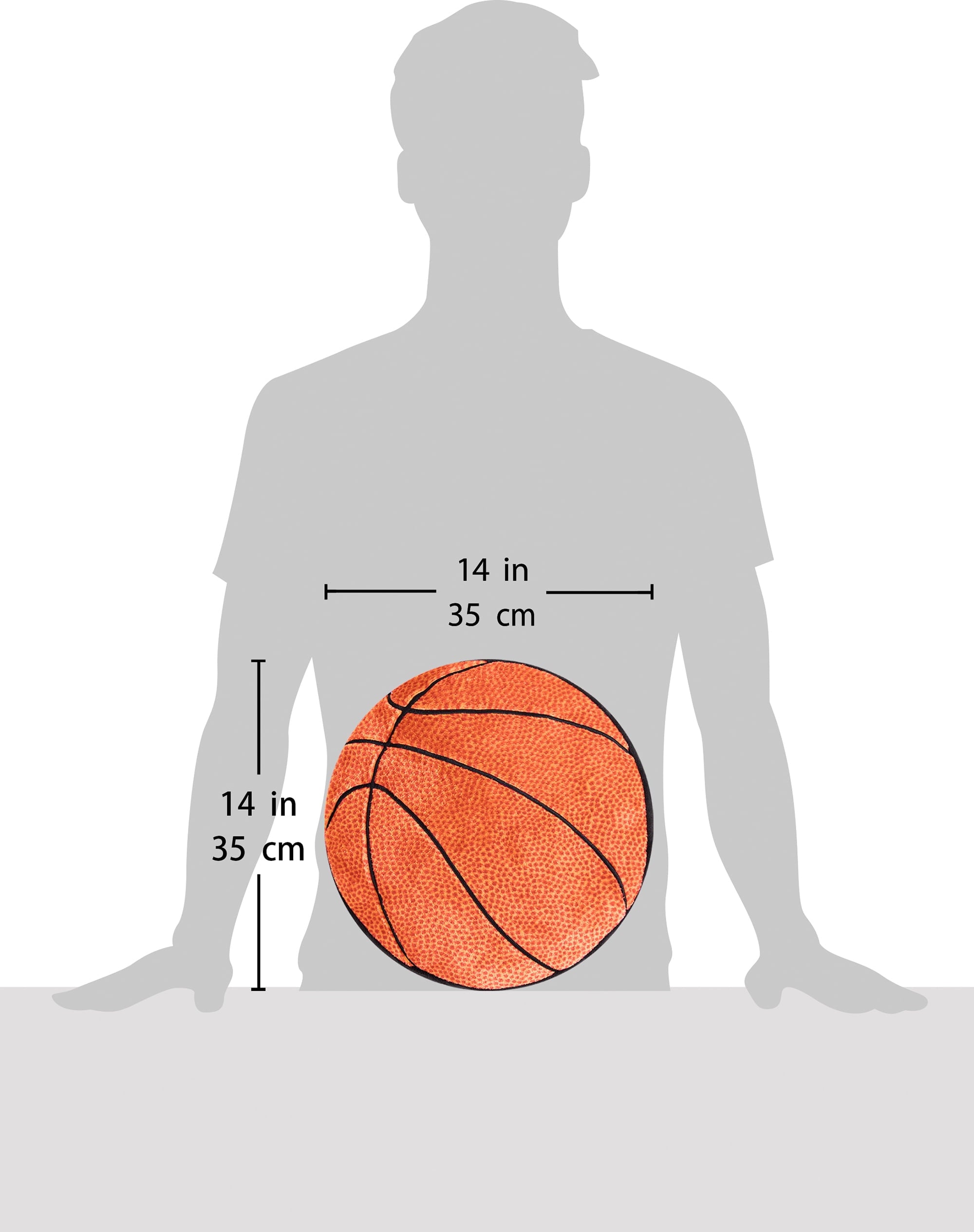 Your Zone Kids Basketball Decorative Pillow, 14” x 14”, Embroidered Plush Polyester, Unisex, Orange