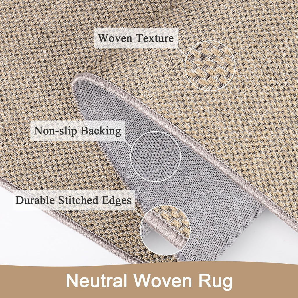 Findosom 2'x6' Jute Washable Runner Rug Non Slip Natural Woven Texture Floor Carpet Farmhouse Rug for Living Room,Bedroom,Kitchen,Entryway,Outdoor,Patio Rug,Stain Resistant Rustic Rugs,Natural