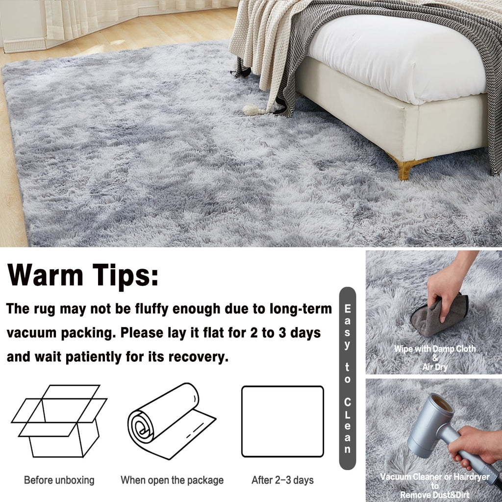 Area Rug for Living Room,Brochao 5ft x 8ft Ultra Shag Area Rug Fluffy Rug,Soft Fuzzy Non-Slip Carpet Mat for Home Decor,Grey