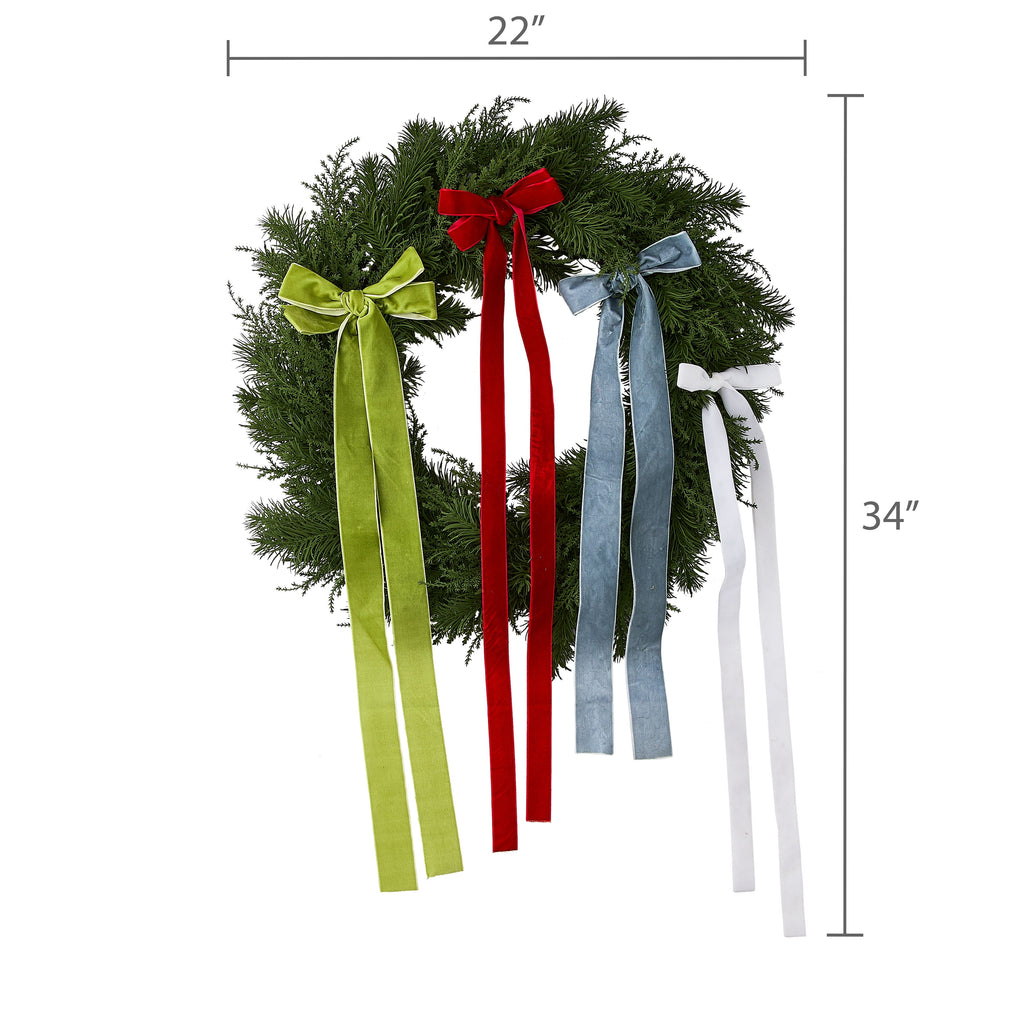 Greenery Christmas Wreath with Bows, Multicolor, 24", by Holiday Time