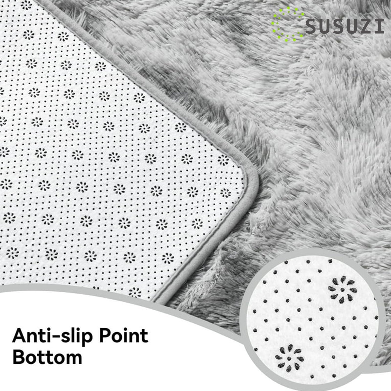 SUSUZI 5 x 7 ft Shaggy Area Rugs for Bedroom Living Room Modern Large Fluffy Floor Rugs Soft Carpet Rugs Home Décor, Grey