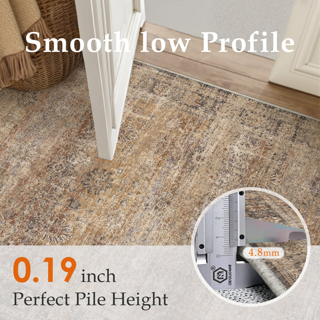 BERTHMEER 8'x10' Area Rugs for Living Room Bedroom Office Dining Room Farmhouse Large Brown Rugs Vintage Oriental Traditional Distressed Non Slip Washable Rugs Carpets