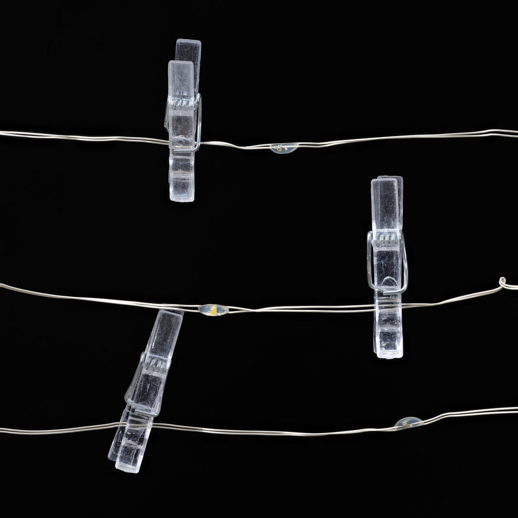 Mainstays Battery-Operated Indoor 20-Count LED Mini Photo Clip Lights, with Built-in Timer