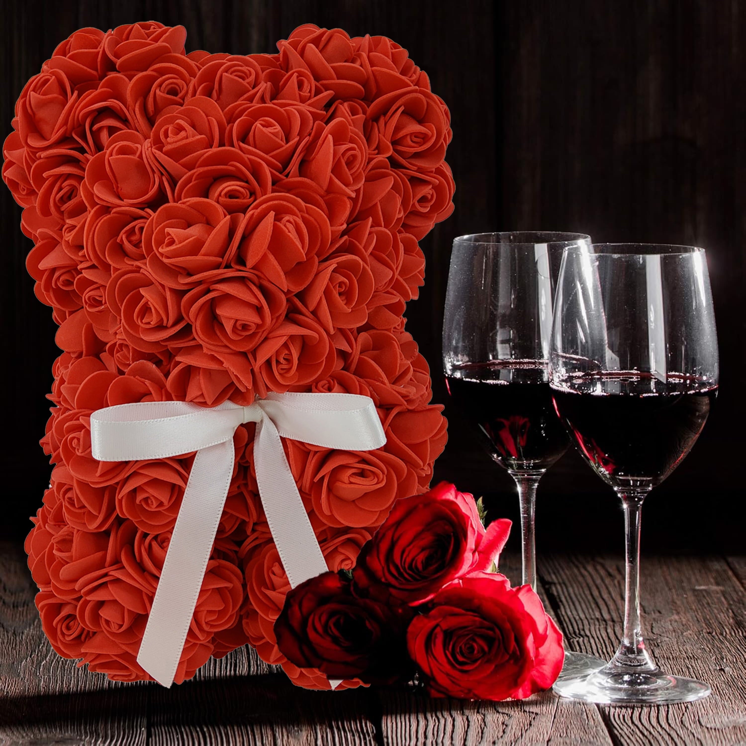 Way To Celebrate 9.25" Red Artificial Rose Bear Valentine's Day Gift