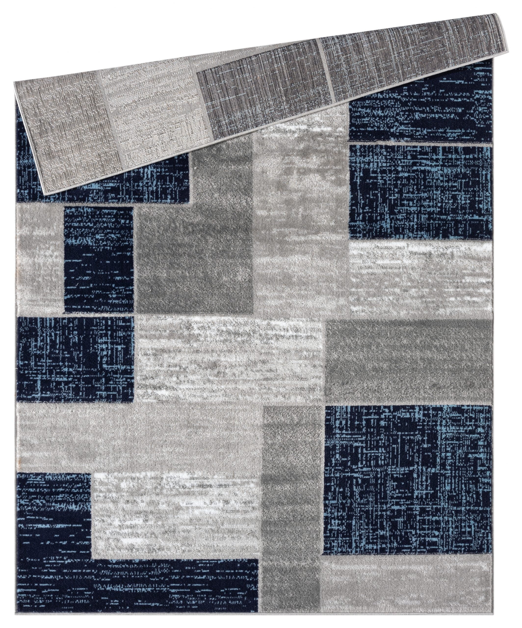 L'Baiet Verena Geometric Area Rug Blue Grey 8' x 10' Large Area Rugs Carpet for Living Room, Bedroom, Dining Table, Office, Hallway, Foyer | Neutral Colorful Modern Abstract Home Decor