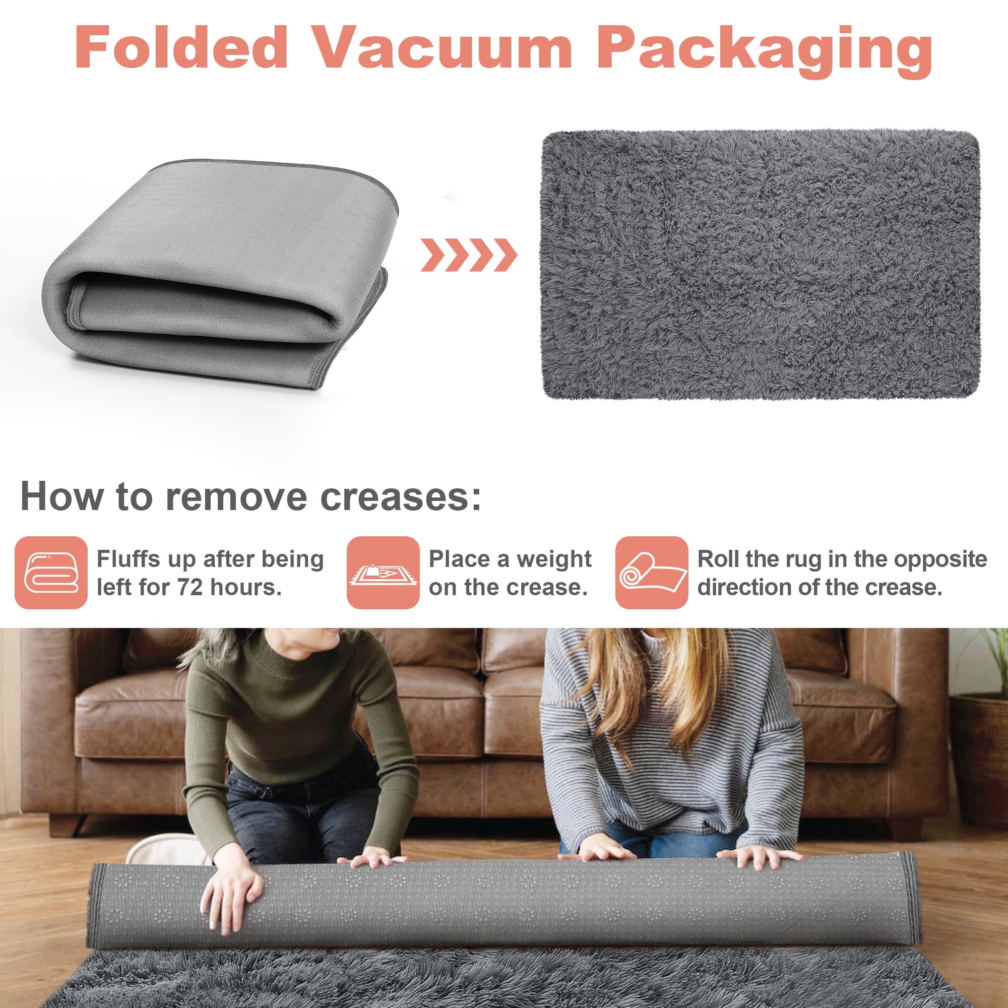 Nefoso Shag Area Rug, 5ft x 7ft Soft Fluffy Area Rugs for Living Room Bedroom Decor Carpet, Dark Gray