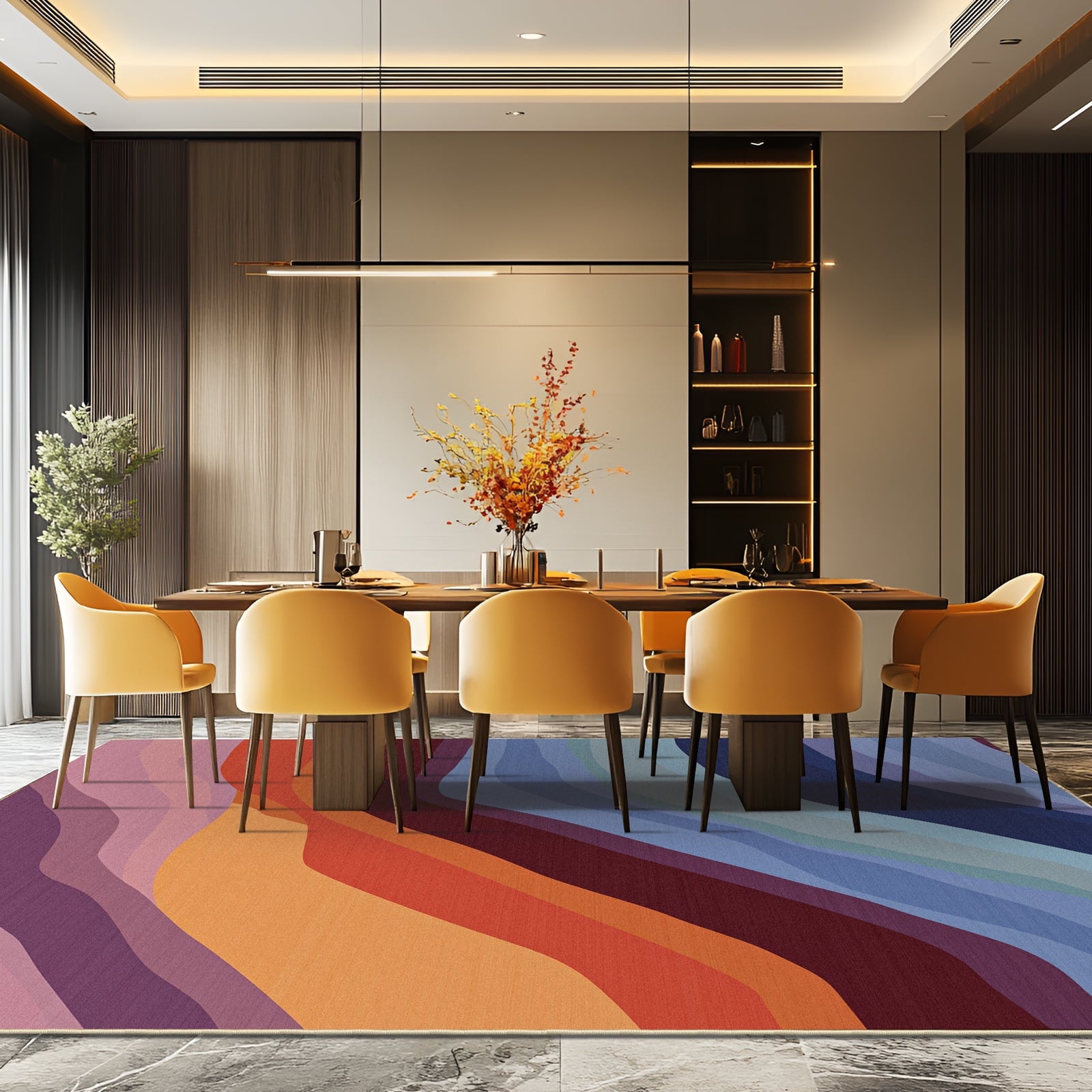 Pentantan Rainbow Line-Inspired Area Rug, 5'x7' Colorful Machine Washable Carpet, Perfect for Living Room, Sofa, Bedroom Decor
