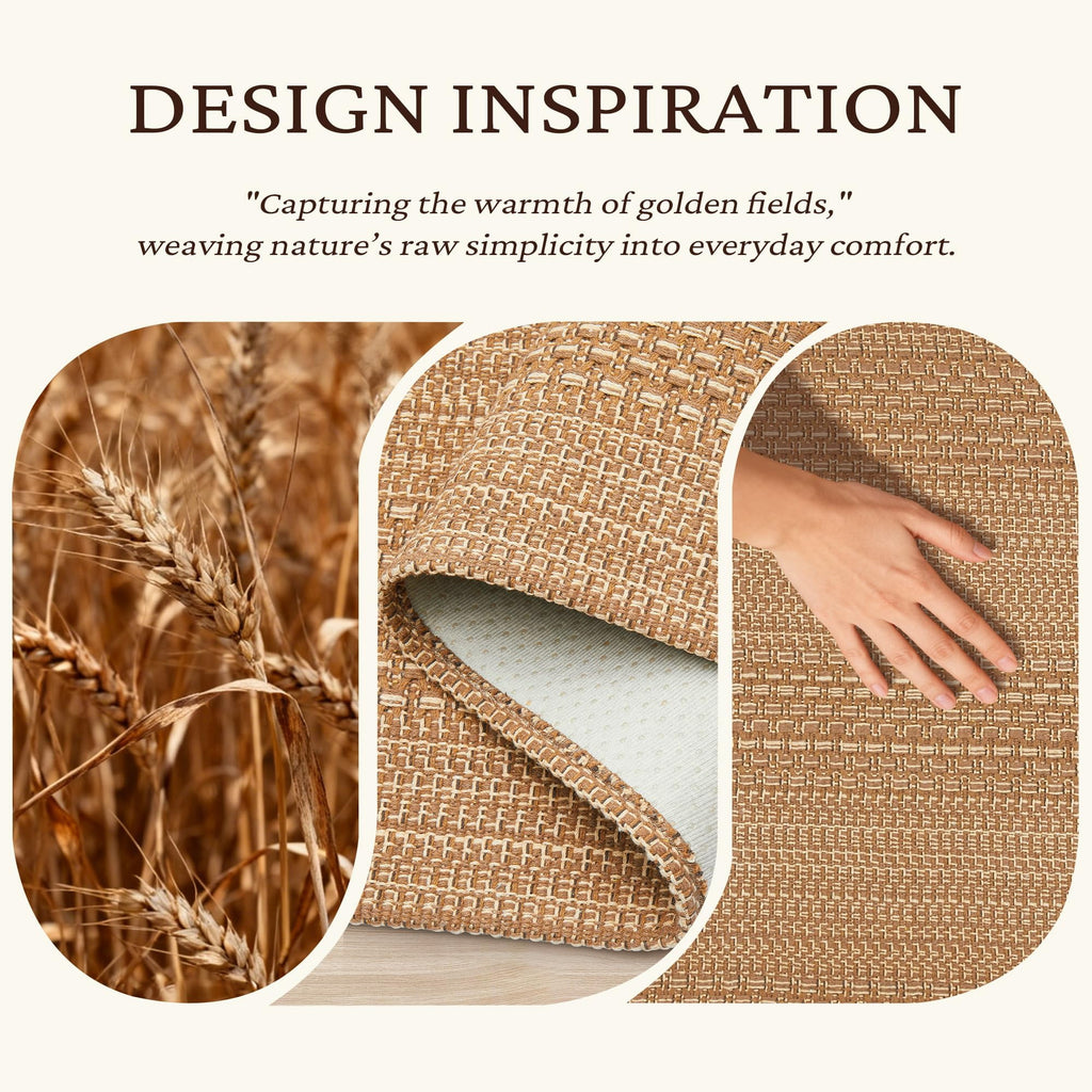 3x5 ft Area Rug - Machine Washable Non-Slip Boho Rug for Living Room, Braided Rug for Bedroom, Dining Room, Home Office - Soft, Lightweight, Stain-Resistant, Soundproof - Light Taupe Brown