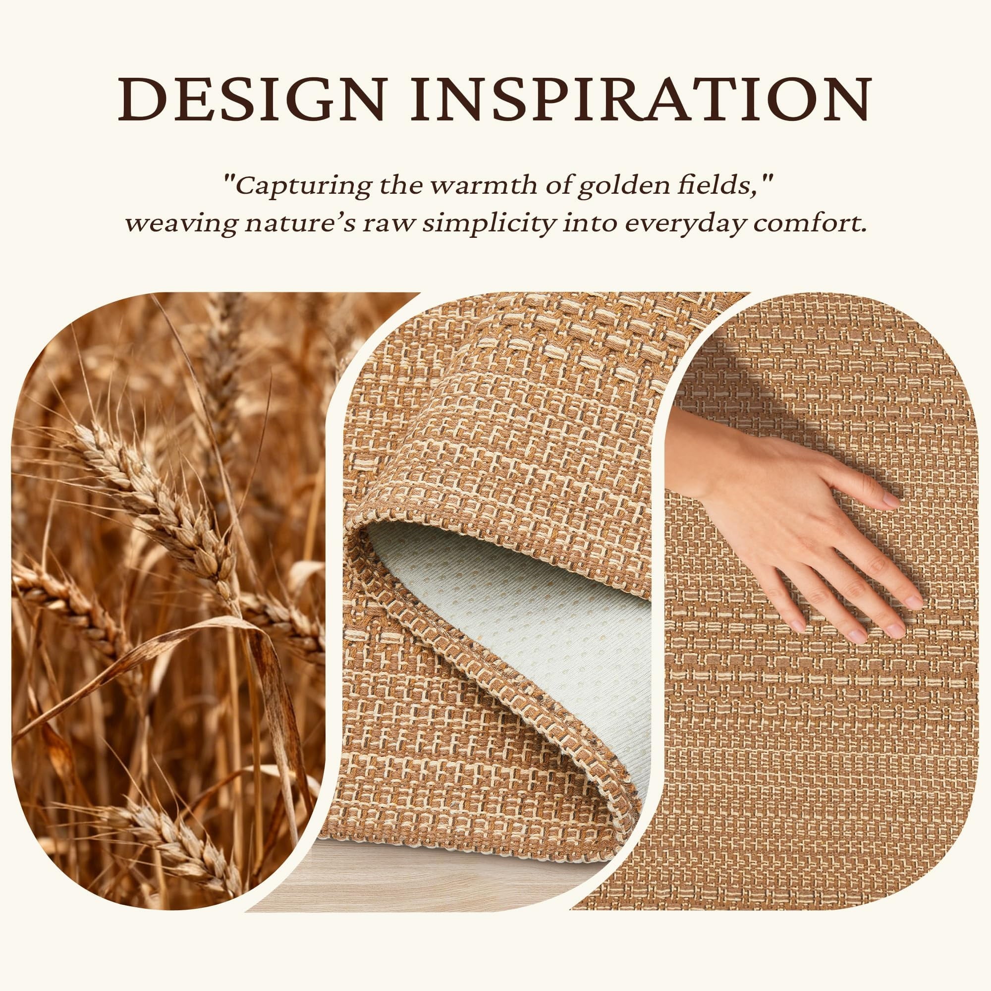 3x5 ft Area Rug - Machine Washable Non-Slip Boho Rug for Living Room, Braided Rug for Bedroom, Dining Room, Home Office - Soft, Lightweight, Stain-Resistant, Soundproof - Light Taupe Brown