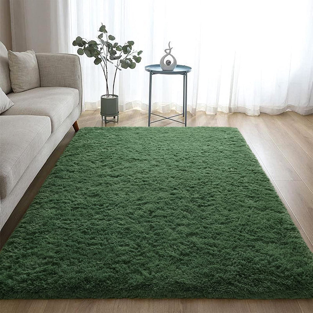 Noahas Super Soft Shaggy Rugs Fluffy Carpets, 5x8 ft, Deep-Green Area Rug for Living Room Bedroom Girls Kids Room Nursery Home Decor, Non-Slip Plush Indoor Floor Bedside Rug, 3x5 Feet Deep-Green