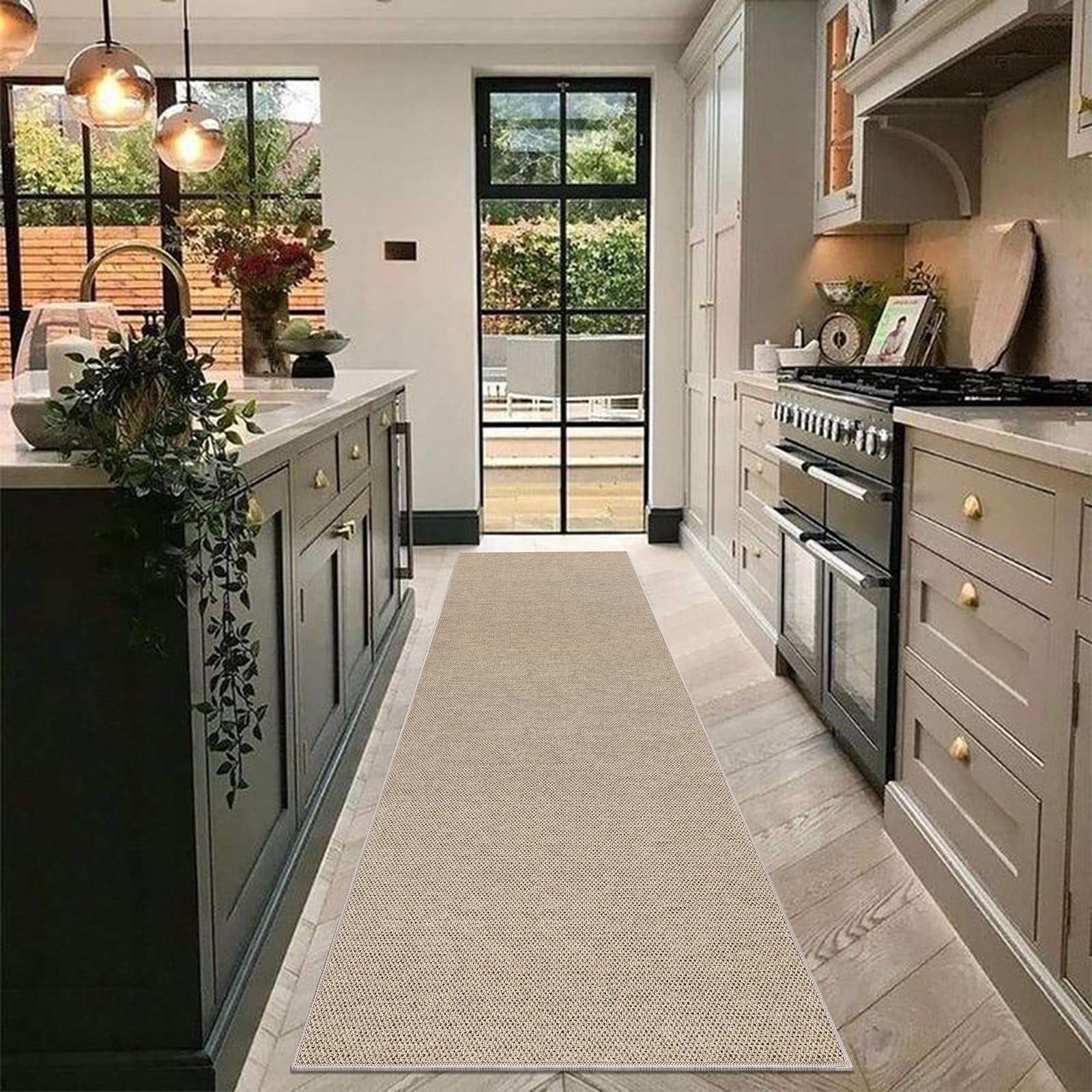 Findosom 2'x6' Jute Washable Runner Rug Non Slip Natural Woven Texture Floor Carpet Farmhouse Rug for Living Room,Bedroom,Kitchen,Entryway,Outdoor,Patio Rug,Stain Resistant Rustic Rugs,Natural