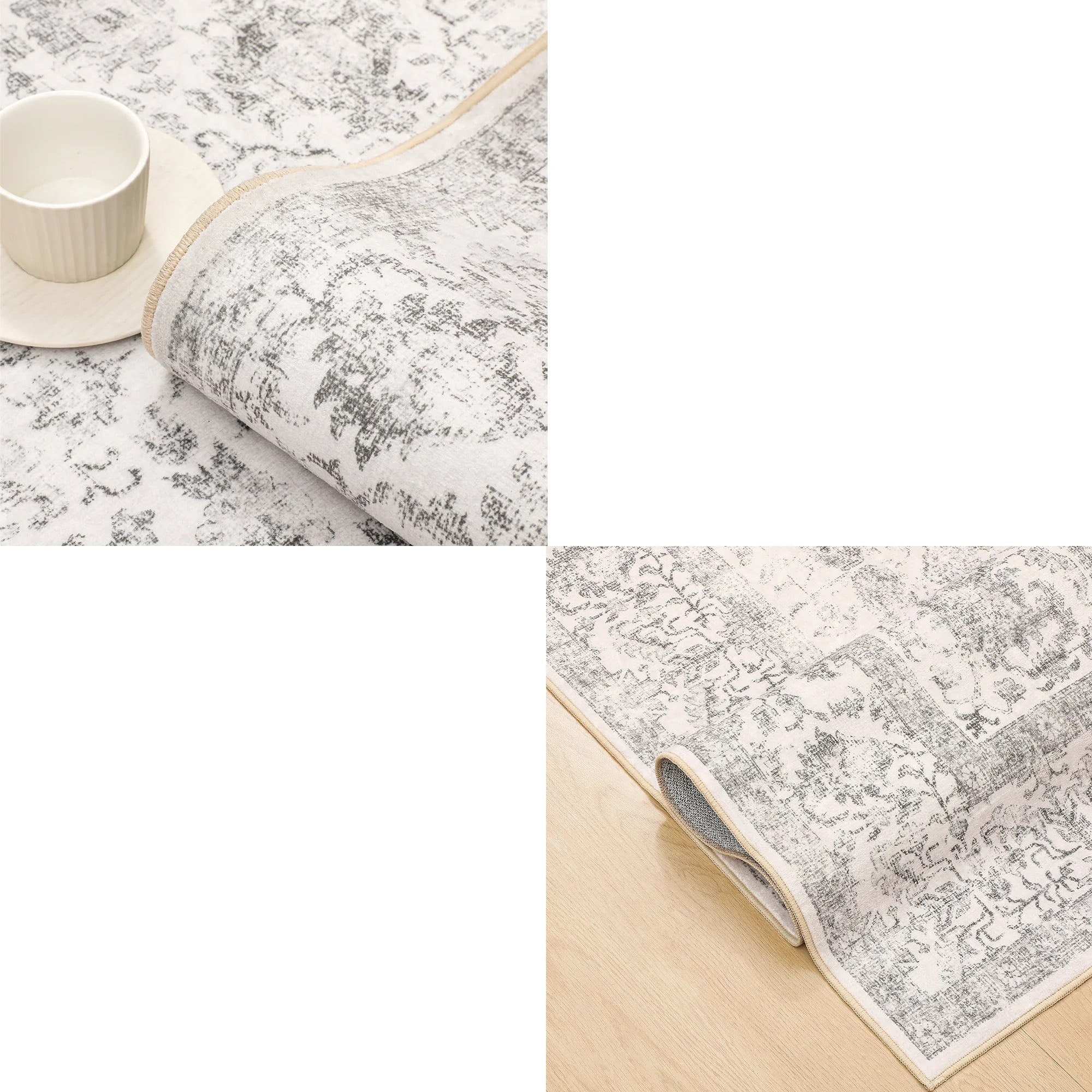 BERTHMEER 8'x10' Washable Large Area Rugs indoor Vintage Oriental Distressed Rugs Carpets for Living Room Bedroom Dining Room Office Throw Rugs Non-slip, Gray