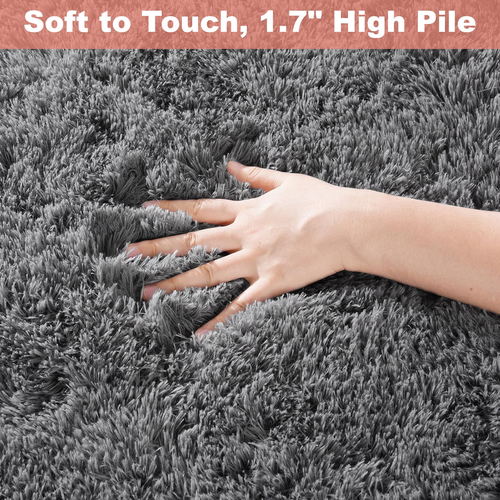 Nefoso Shag Area Rug, 5ft x 7ft Soft Fluffy Area Rugs for Living Room Bedroom Decor Carpet, Dark Gray