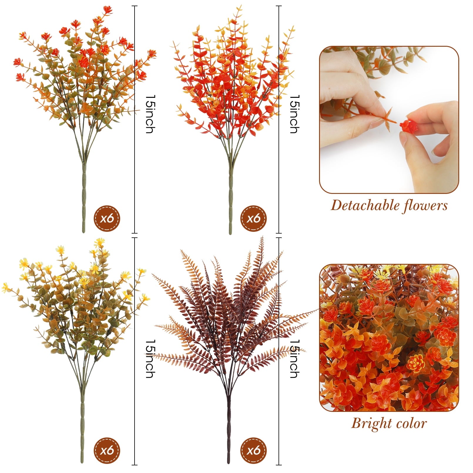 Scidweet 24 Bundles Artificial Fall Flowers, Autumn Fake Flowers Fall Decorations for Home Outdoor Garden Harvest Autumn Home Decor