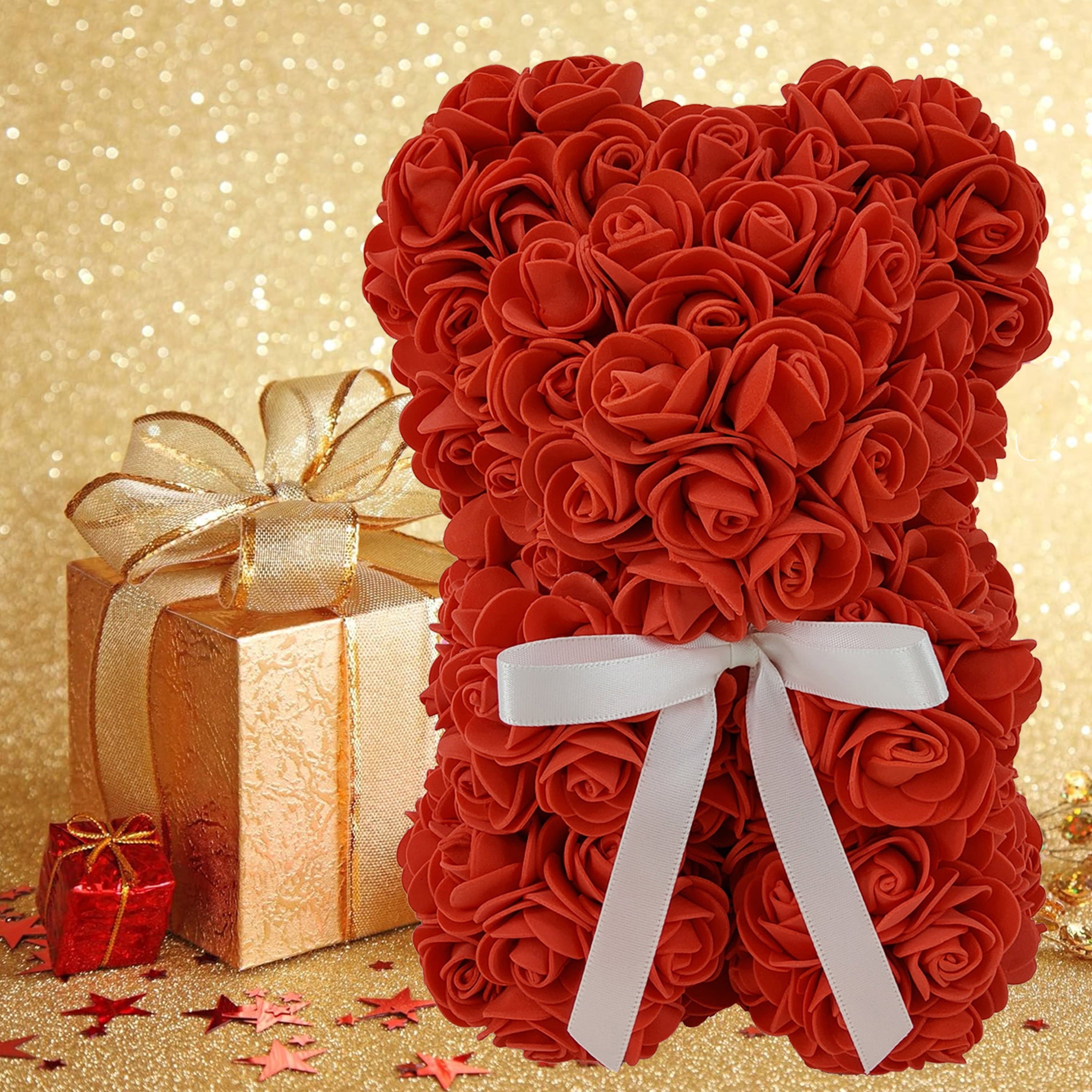 Way To Celebrate 9.25" Red Artificial Rose Bear Valentine's Day Gift