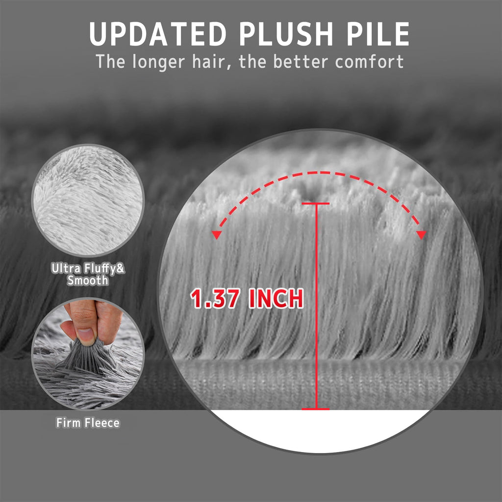 Area Rug for Living Room,Brochao 5ft x 8ft Ultra Shag Area Rug Fluffy Rug,Soft Fuzzy Non-Slip Carpet Mat for Home Decor,Grey