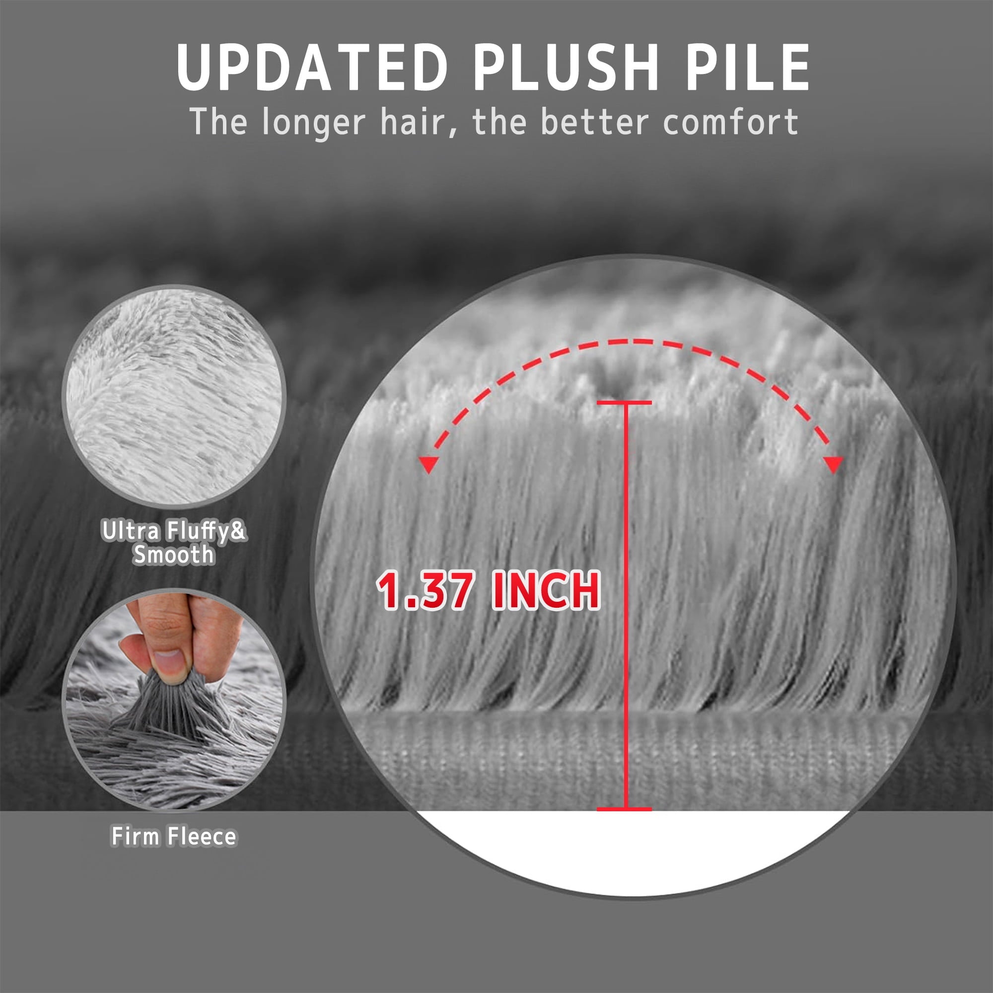 Area Rug for Living Room,Brochao 5ft x 8ft Ultra Shag Area Rug Fluffy Rug,Soft Fuzzy Non-Slip Carpet Mat for Home Decor,Grey