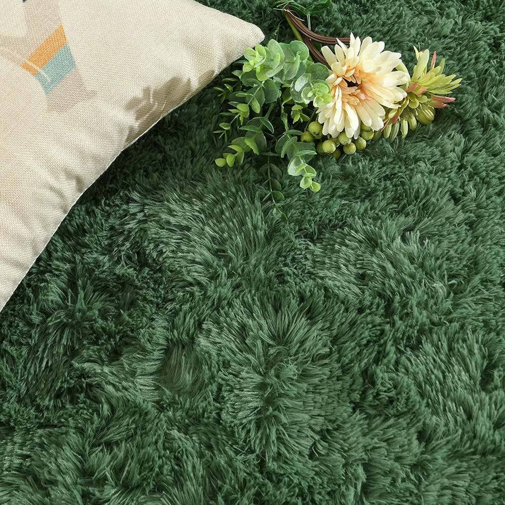 Noahas Super Soft Shaggy Rugs Fluffy Carpets, 5x8 ft, Deep-Green Area Rug for Living Room Bedroom Girls Kids Room Nursery Home Decor, Non-Slip Plush Indoor Floor Bedside Rug, 3x5 Feet Deep-Green