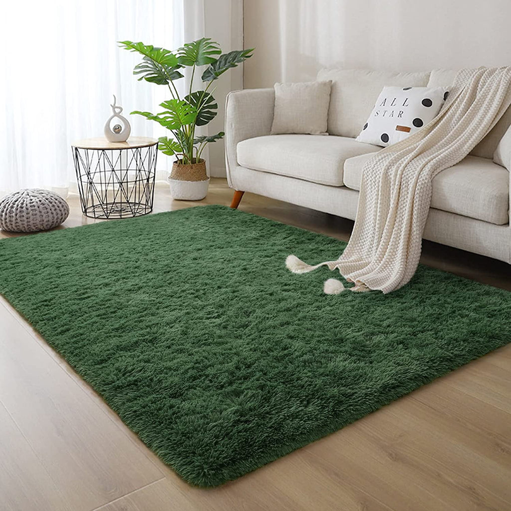 Noahas Super Soft Shaggy Rugs Fluffy Carpets, 5x8 ft, Deep-Green Area Rug for Living Room Bedroom Girls Kids Room Nursery Home Decor, Non-Slip Plush Indoor Floor Bedside Rug, 3x5 Feet Deep-Green