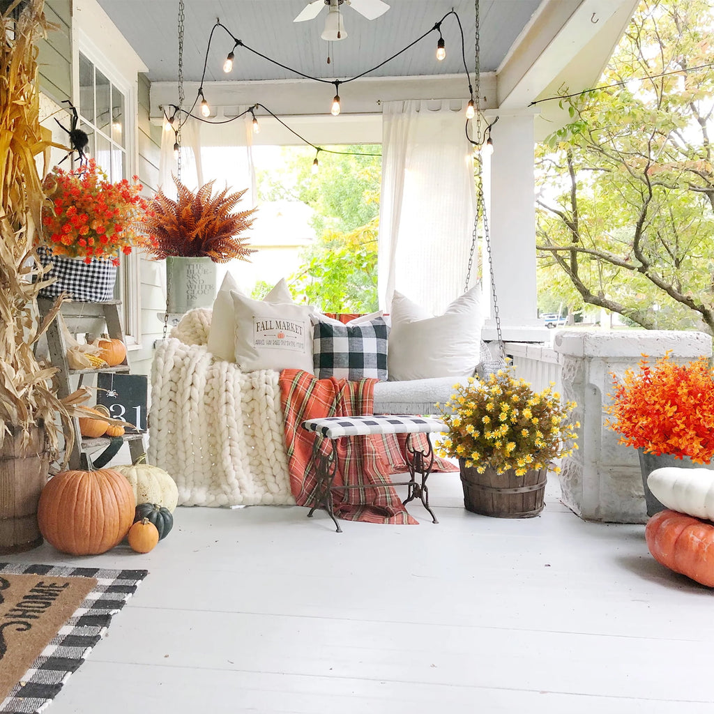 Scidweet 24 Bundles Artificial Fall Flowers, Autumn Fake Flowers Fall Decorations for Home Outdoor Garden Harvest Autumn Home Decor