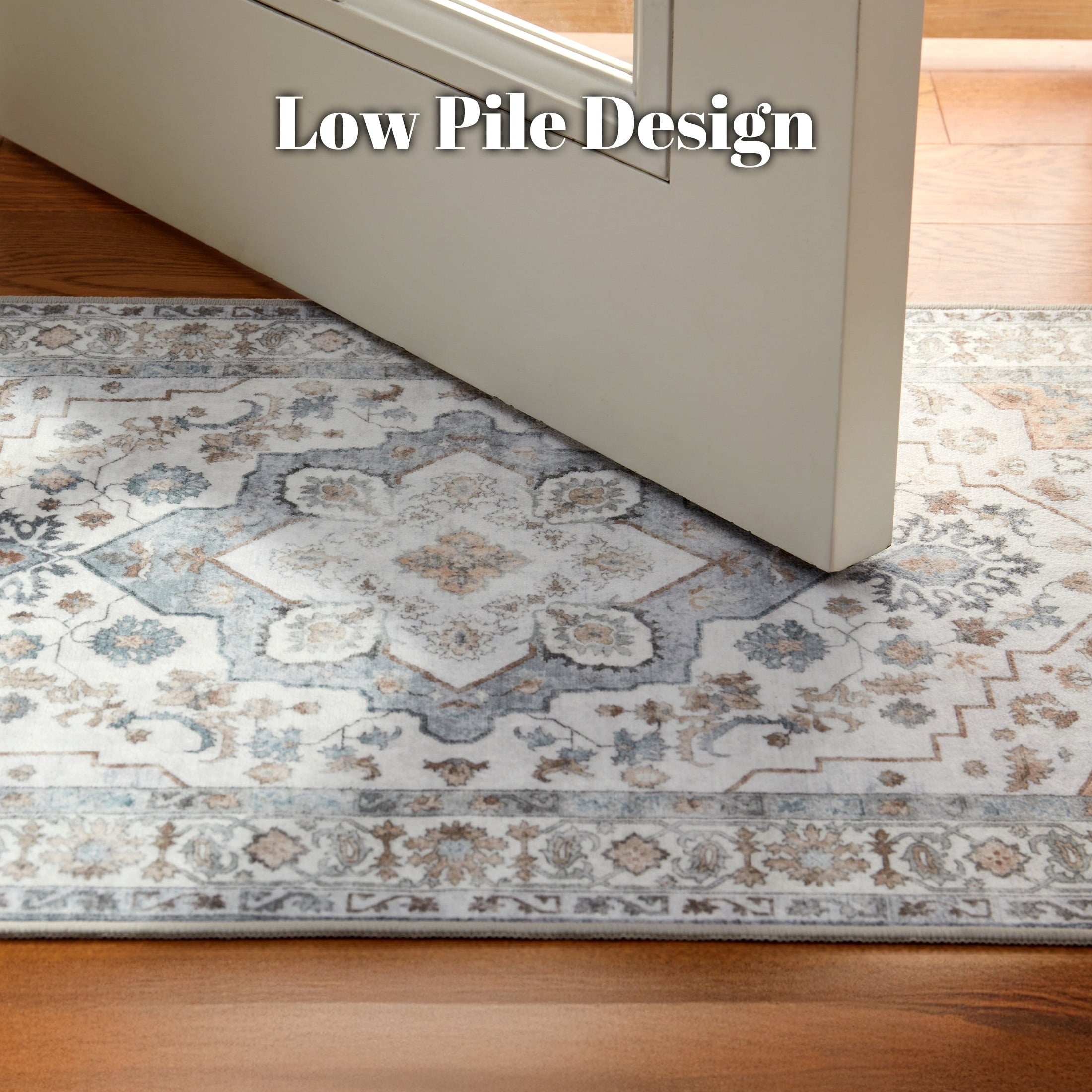 Sonive 4'x6' Area Rug Carpet for Bedroom, Machine Washable Water Resistant Low Pile Non Slip Carpet, Soft Vintage Accent Rug for Living Room, Nursery, Home Office, (Brown Gray Vintage, 48"x72")