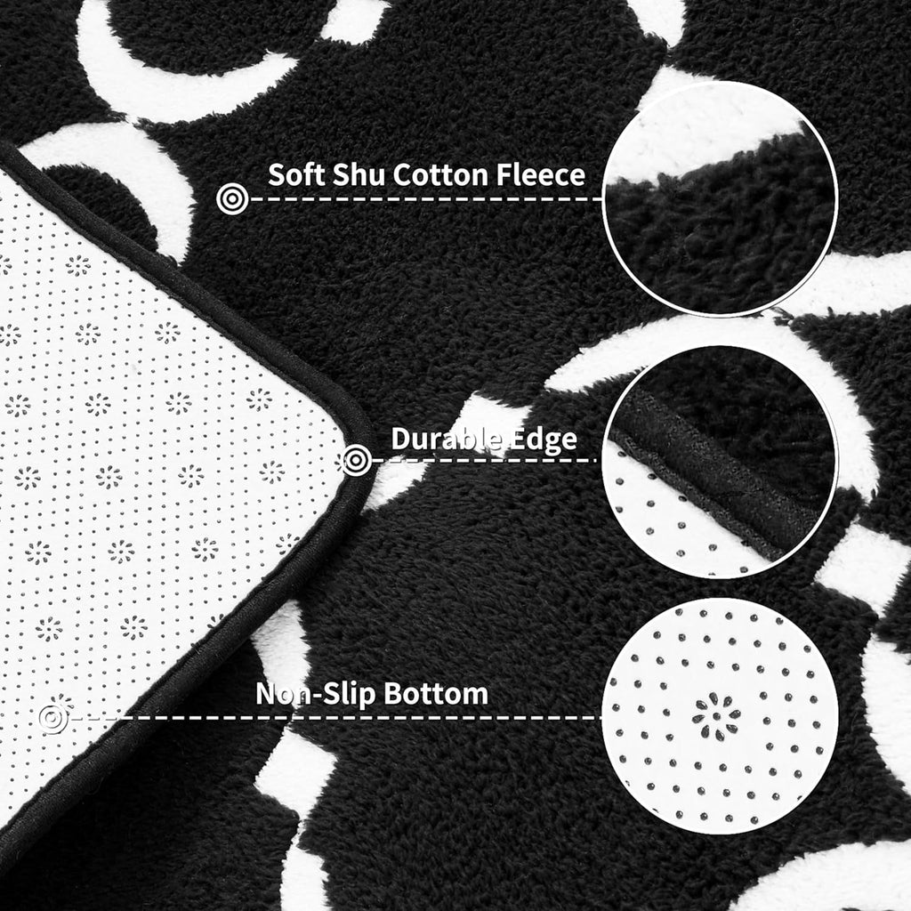 TWINNIS 5'x8' Geometric Area Rug for Living Room Fluffy Carpet ,Non Slip Rug for Girls Teen Bedside Nursery Dorm,Black/White