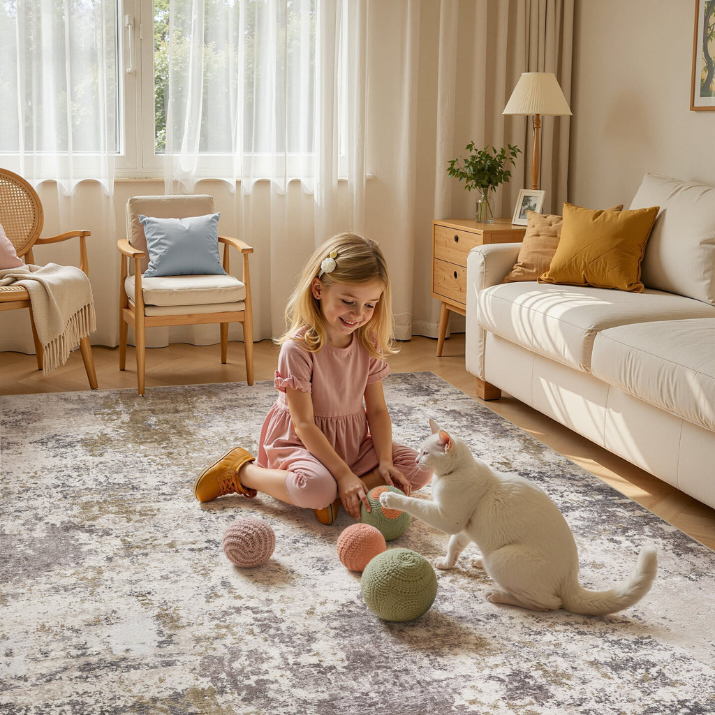 UERMEI 9'x12' Large Area Rugs for Living Room, Washable Non-slip Soft Indoor Modern Abstract Rug for Bedroom Dining Room Office Home Decor Carpet,Brown