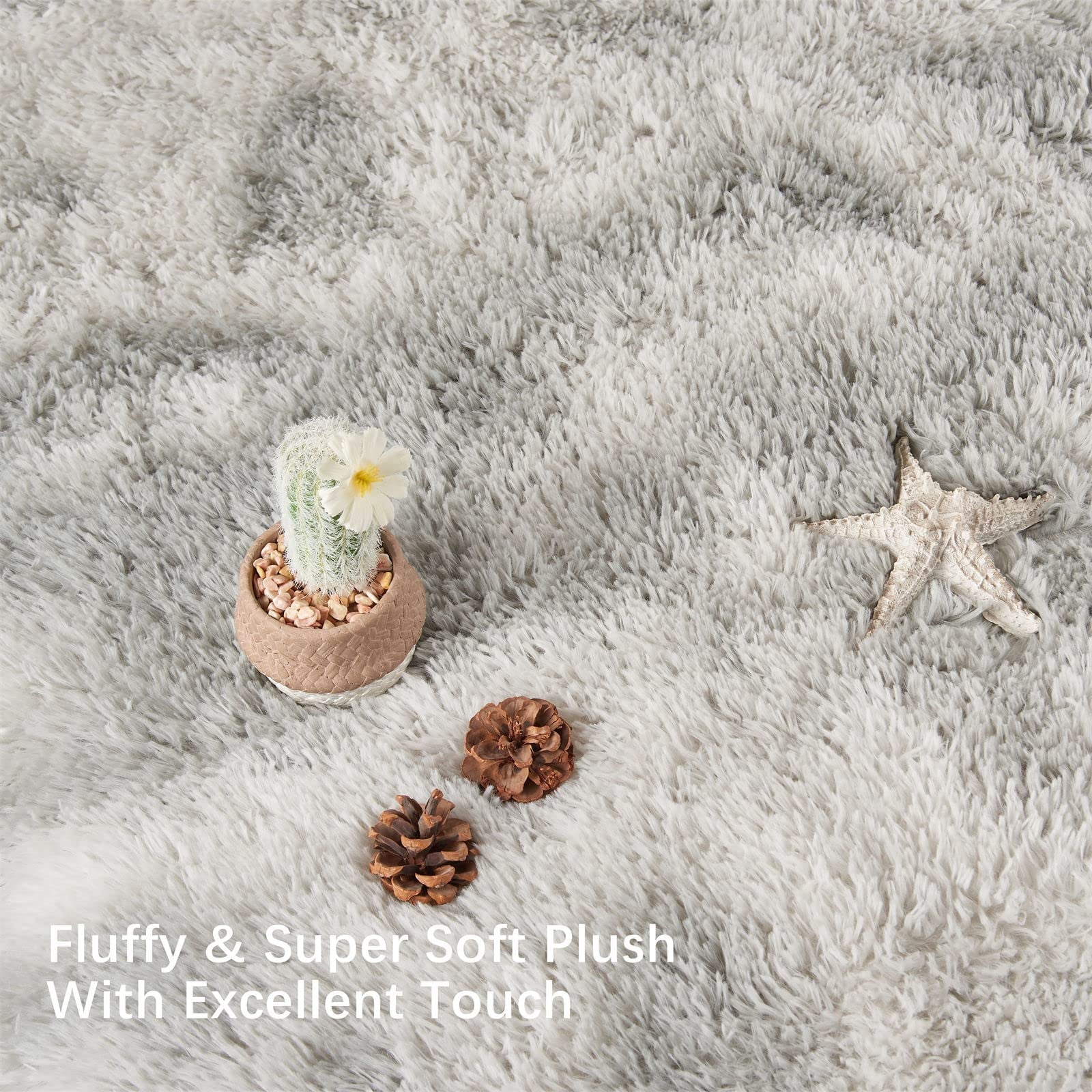 SUSUZI 5 x 7 ft Shaggy Area Rugs for Bedroom Living Room Modern Large Fluffy Floor Rugs Soft Carpet Rugs Home Décor, Grey