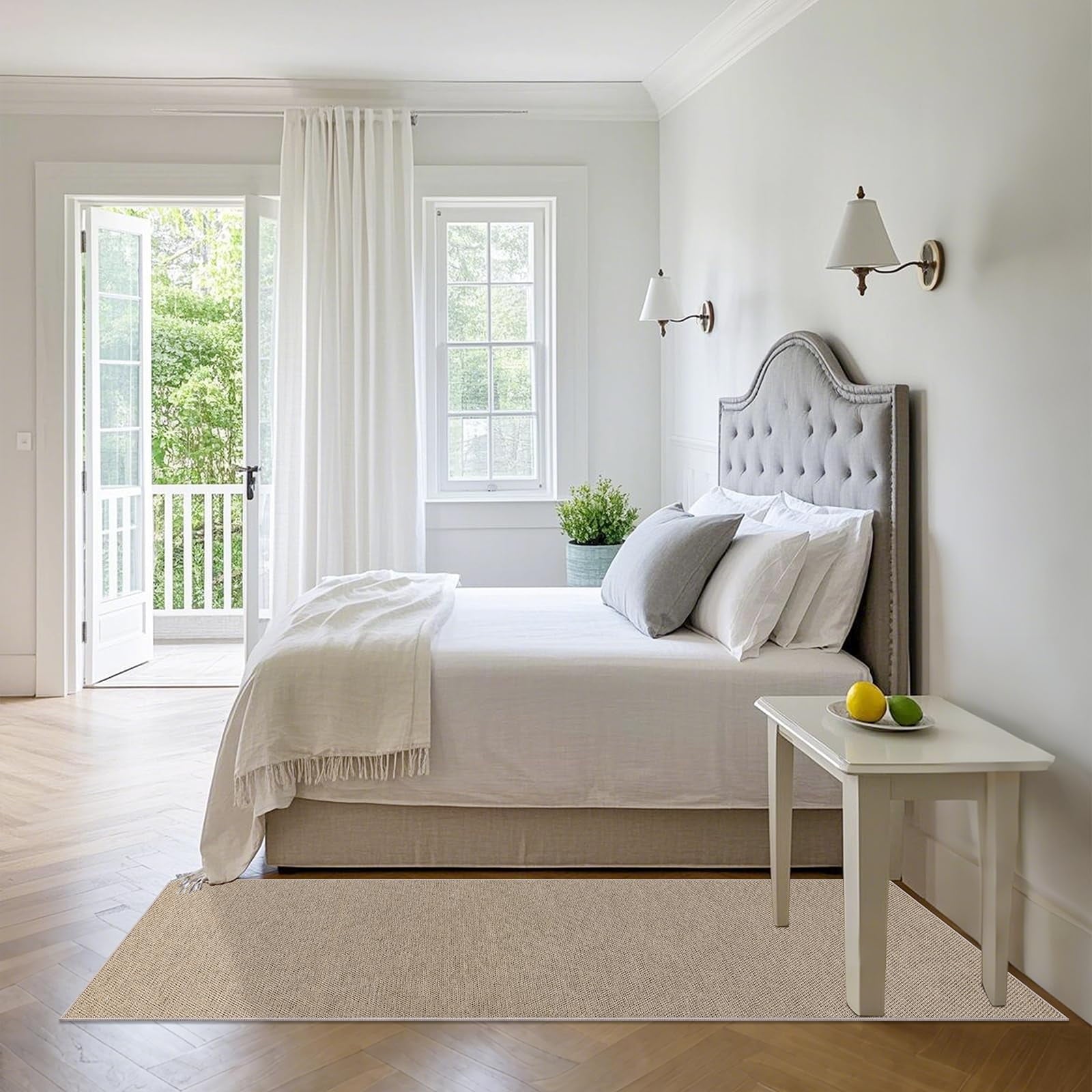 Findosom 2'x6' Jute Washable Runner Rug Non Slip Natural Woven Texture Floor Carpet Farmhouse Rug for Living Room,Bedroom,Kitchen,Entryway,Outdoor,Patio Rug,Stain Resistant Rustic Rugs,Natural