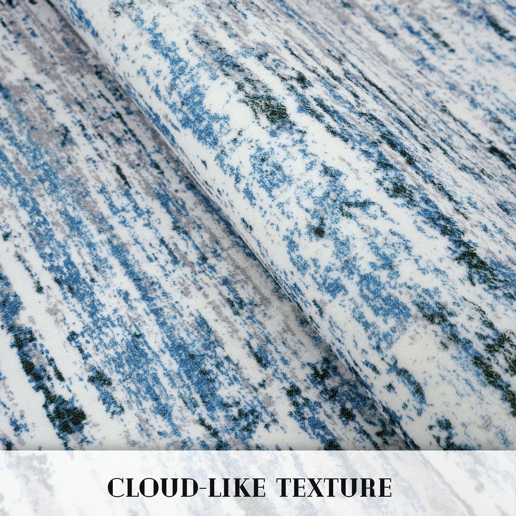 Suelur Runner Rug for Hallways Washable Kitchen Runner Non-Slip Soft 2x8 Runner Rug Thin Print Faux Wool Carpet Runner for Entryway Bedroom Laundry Room Indoor Home, Grey Blue White