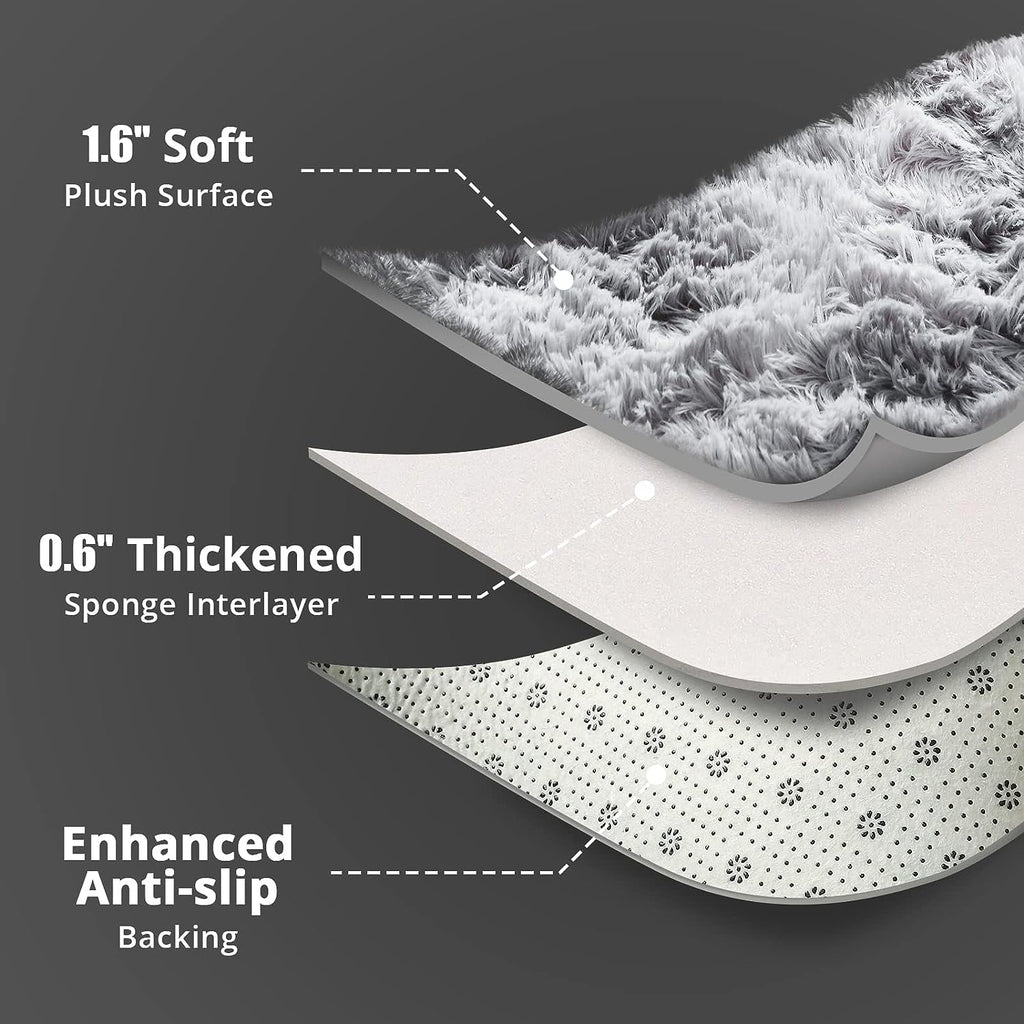 Area Rug for Living Room,Brochao 5ft x 8ft Ultra Shag Area Rug Fluffy Rug,Soft Fuzzy Non-Slip Carpet Mat for Home Decor,Grey