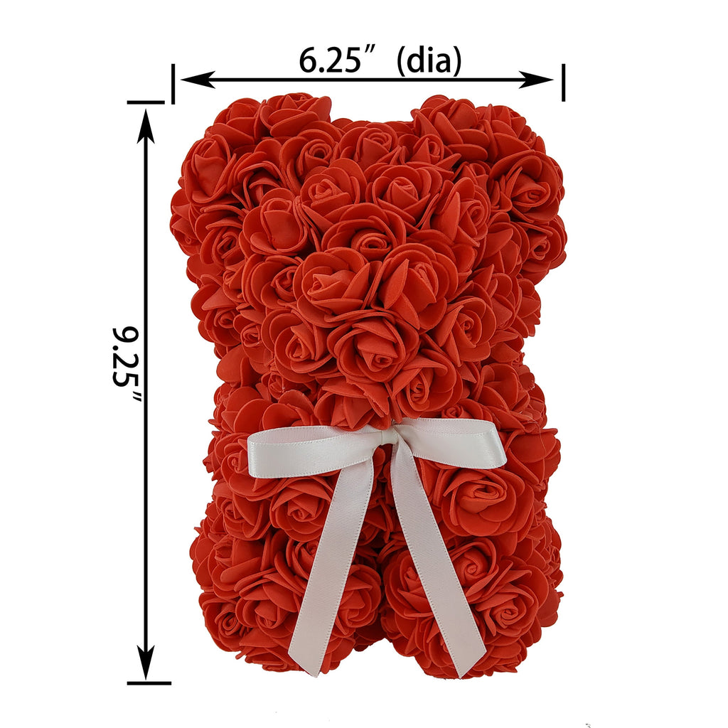 Way To Celebrate 9.25" Red Artificial Rose Bear Valentine's Day Gift