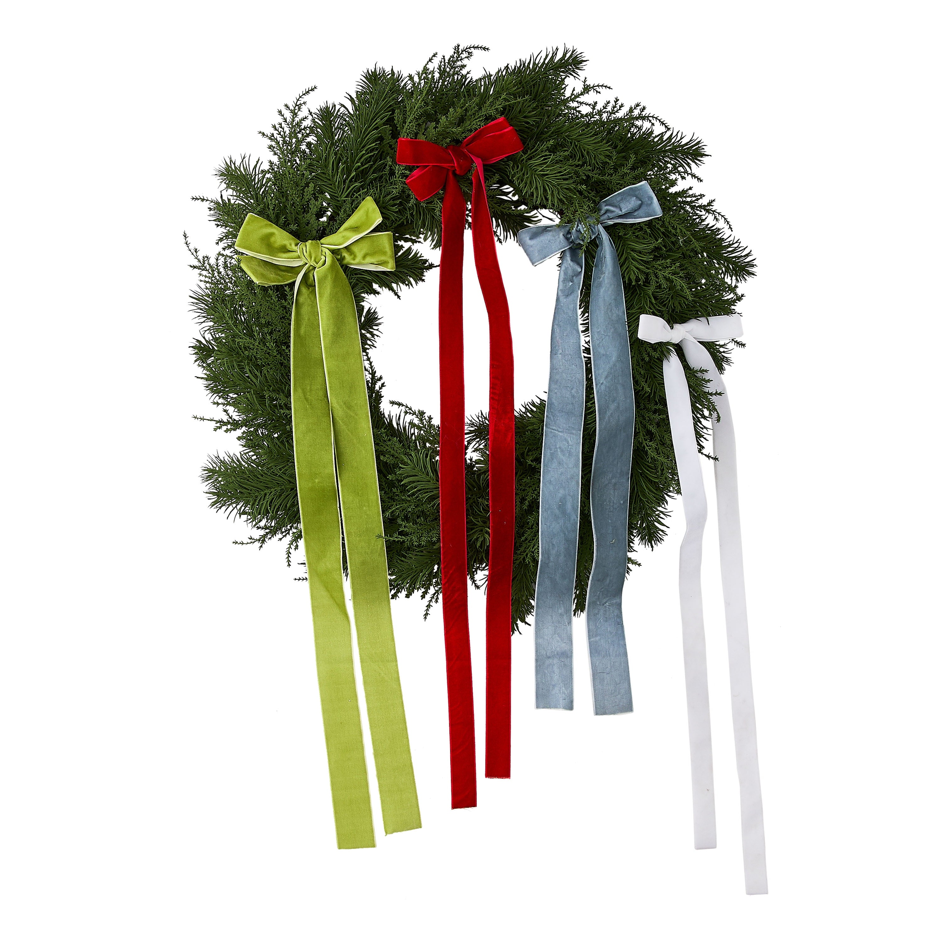 Greenery Christmas Wreath with Bows, Multicolor, 24", by Holiday Time