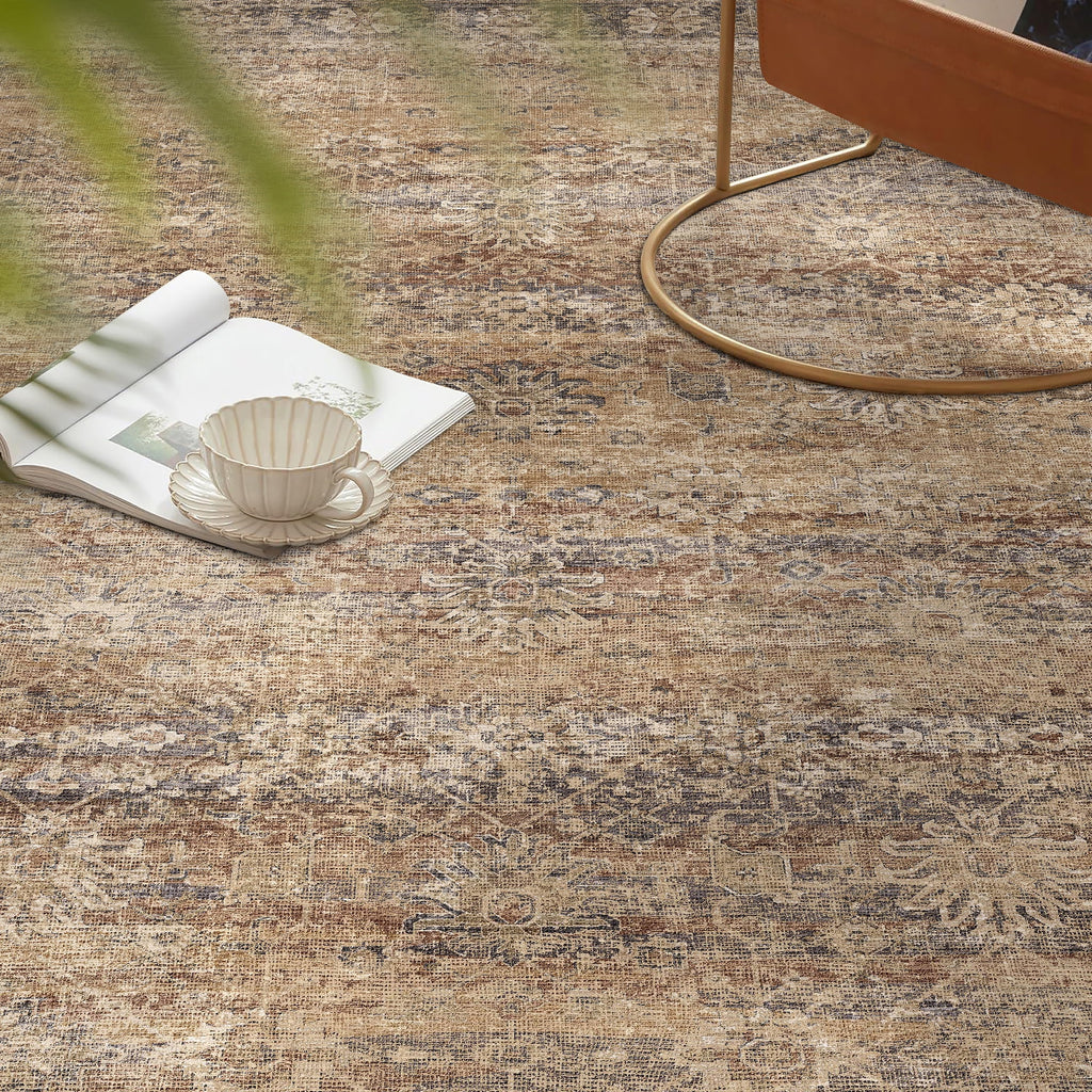 BERTHMEER 8'x10' Area Rugs for Living Room Bedroom Office Dining Room Farmhouse Large Brown Rugs Vintage Oriental Traditional Distressed Non Slip Washable Rugs Carpets