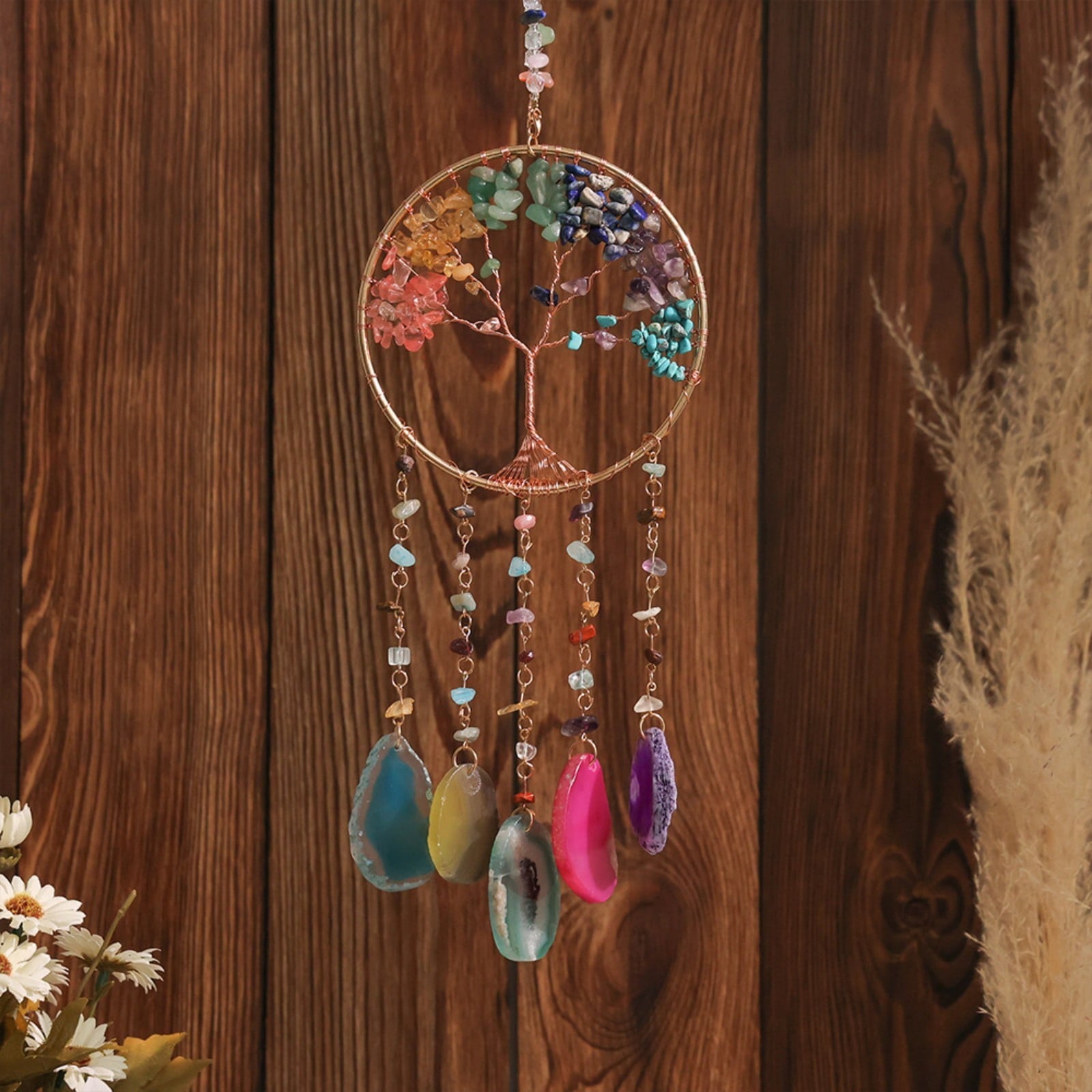 2Pcs Clearance Sale! Bohemian Dreamcatcher Wall Hanging Handmade Light Tree Decoration For Home Bedroom Hangs Practical Home Decor 14.2"