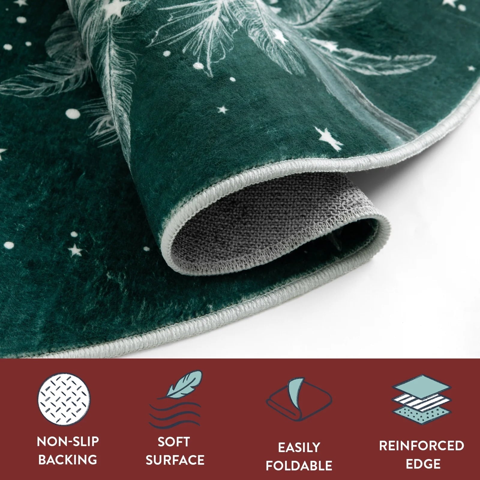 Lahome Christmas Round Rug 4ft Area Rug Red Christmas Tree Rug Washable Rug Indoor Carpet Decorative Circle Rug Round Non Slip Soft Rug Holiday Decor for Kitchen Bedroom Nursery,Green