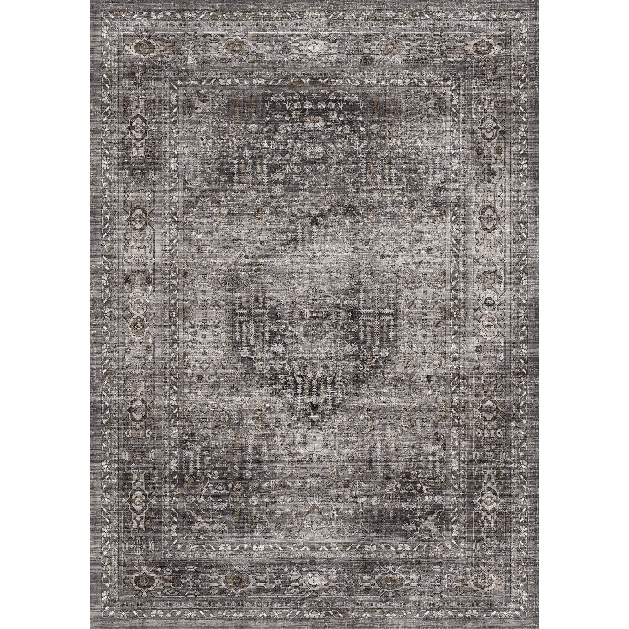 BERTHMEER 8'x10' Area Rugs for Living Room Bedroom Vintage Brown Carpets Kitchen Office Machine Washable Farmhouse Dining Room Oriental Rugs Non Slip Traditional Distressed Rugs