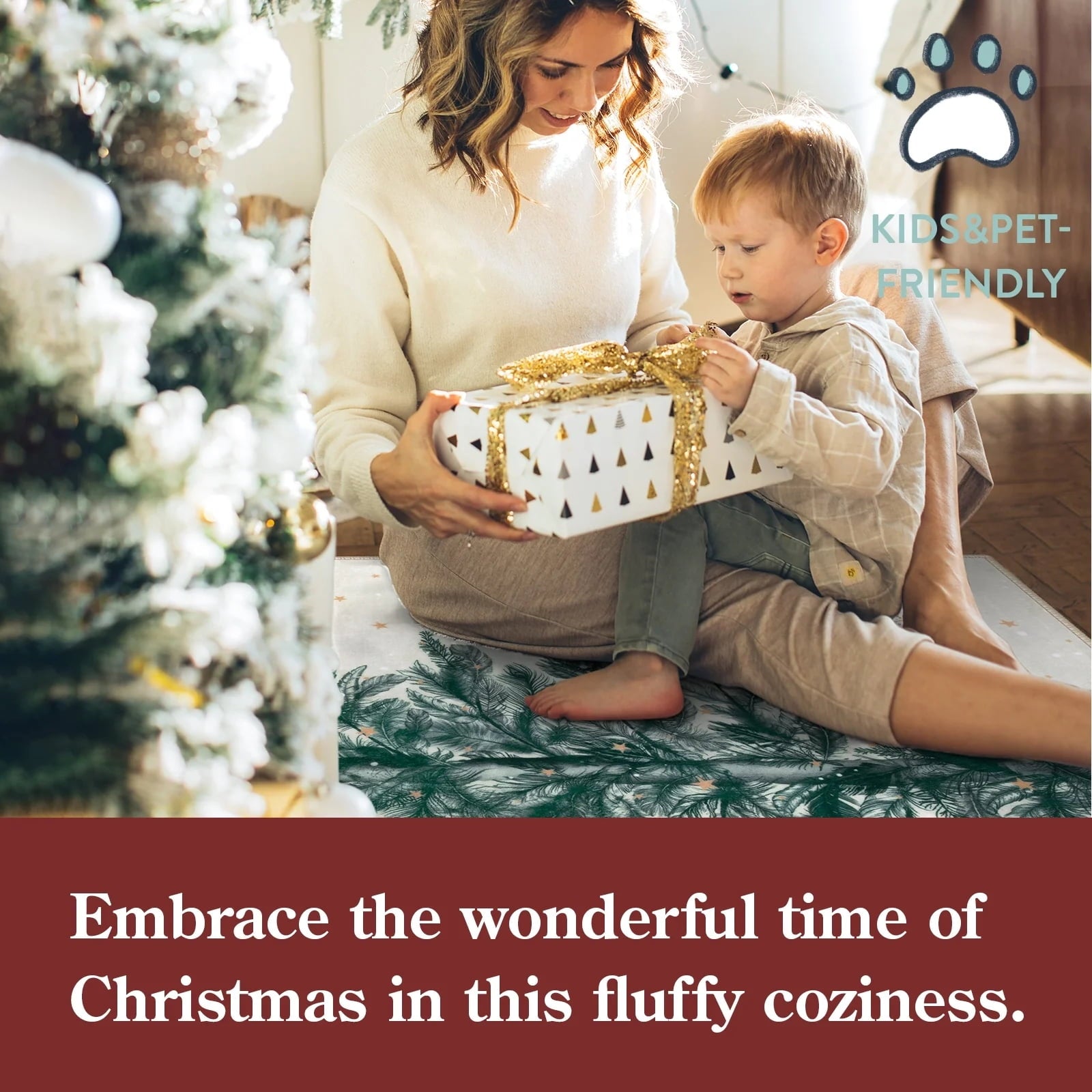 Lahome Christmas Round Rug 4ft Area Rug Red Christmas Tree Rug Washable Rug Indoor Carpet Decorative Circle Rug Round Non Slip Soft Rug Holiday Decor for Kitchen Bedroom Nursery,Green