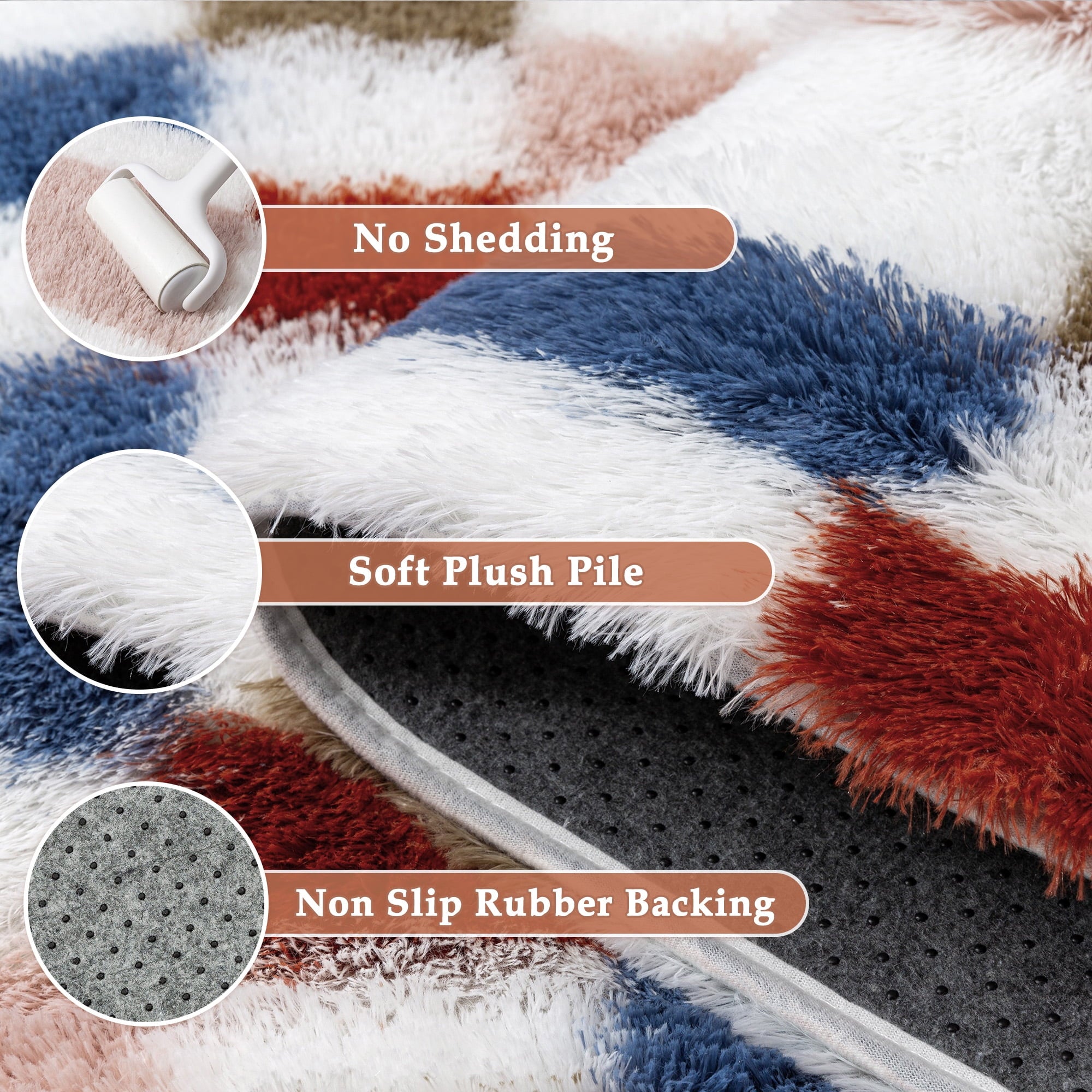 BERTHMEER 8'x10' Checkered Rug for Living Room, Modern Colorful Checkerboard Shag Rug Non-Slip Large Area Rug Soft Indoor Fluffy Rugs for Bedroom Carpet Home Dorm Aesthetic Decor