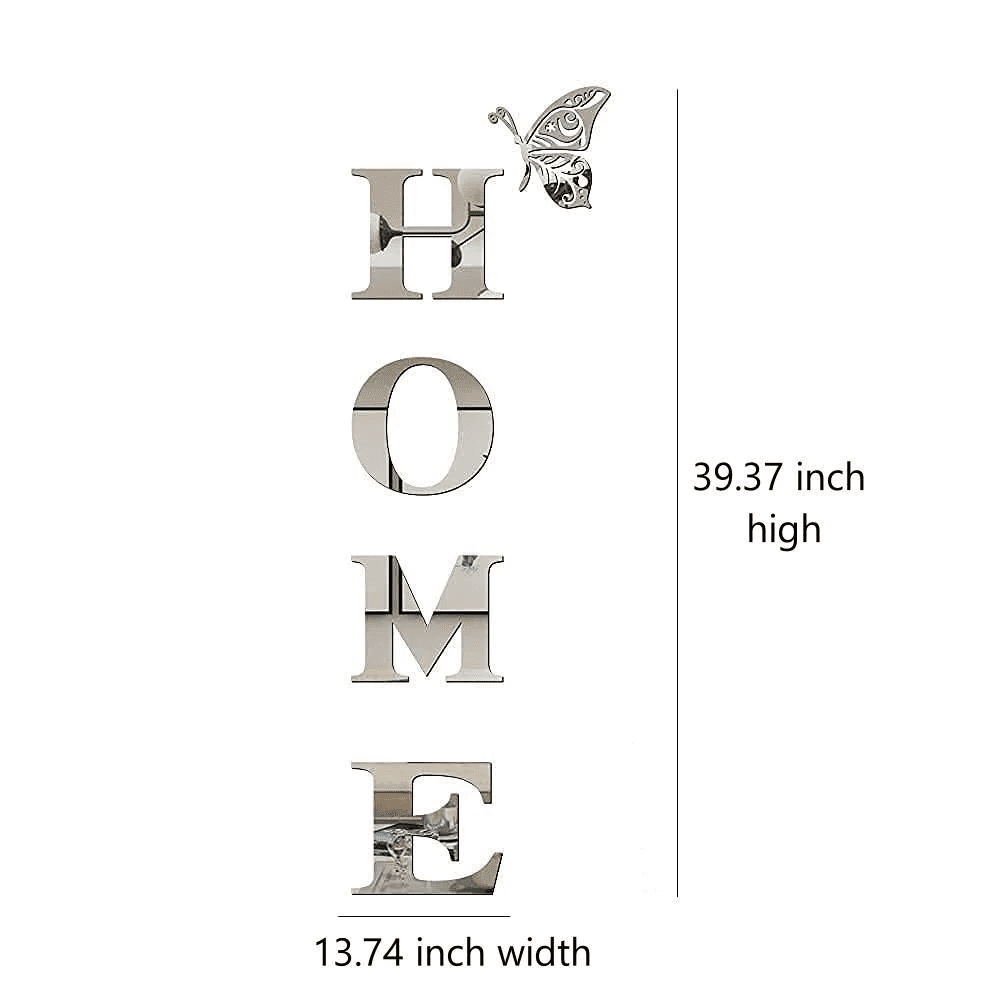 Clearance Wall stickers under $5,1 Set Wall Decor Home Letter Signs Acrylic Wall Stickers Wall Decorations For Living Room Bedroom Home Decor Wall Decals (Silver 39.37" X 13.74")