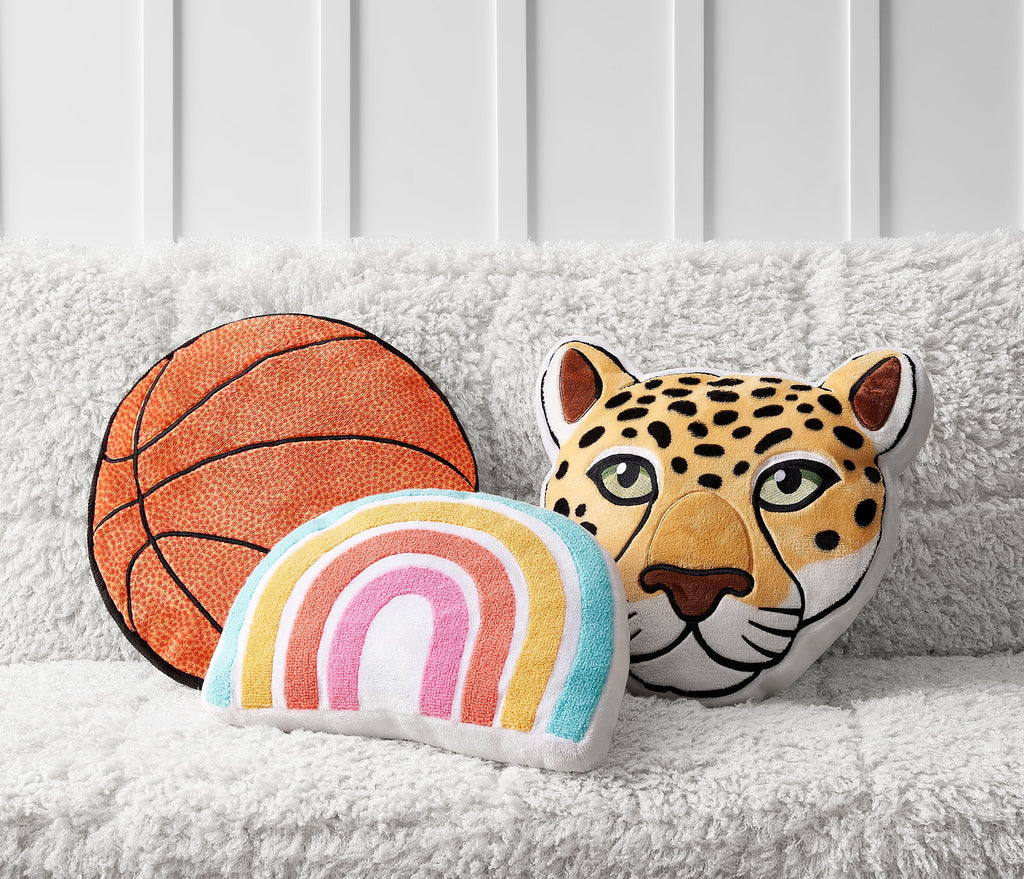 Your Zone Kids Basketball Decorative Pillow, 14” x 14”, Embroidered Plush Polyester, Unisex, Orange