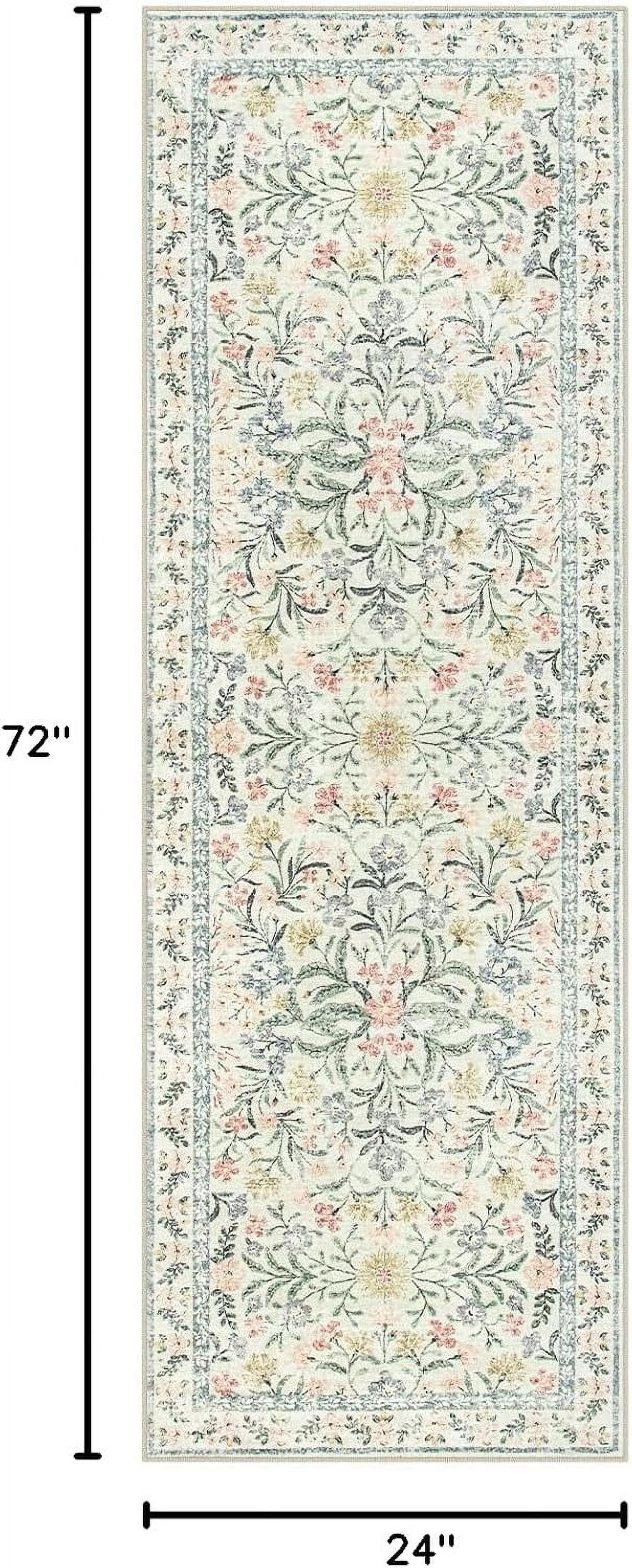 Moynesa 9'x12' Boho Beige Area Rugs Living Room, Washable Floral Large Area Rugs for Bedroom, Soft Non-Slip Thin Rug for Home Decor, Beige