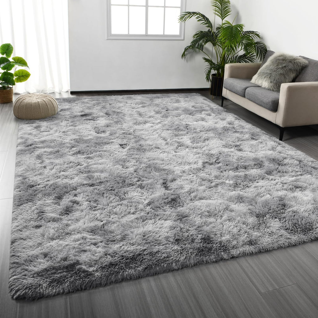 Area Rug for Living Room,Brochao 5ft x 8ft Ultra Shag Area Rug Fluffy Rug,Soft Fuzzy Non-Slip Carpet Mat for Home Decor,Grey