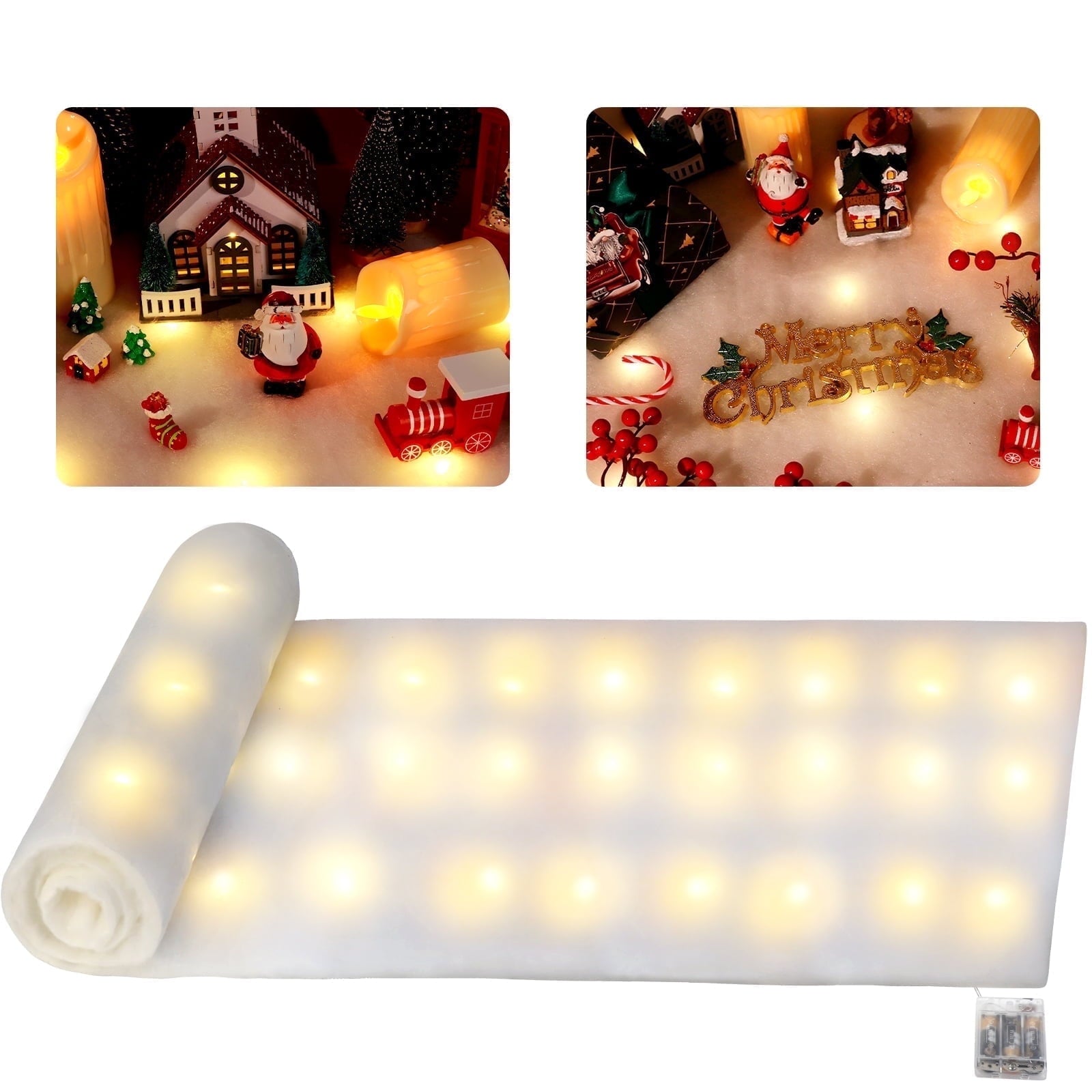 Ayieyill Christmas Snow Blanket Roll (2.6 x 7.8 Ft), Fake Snow Blanket Large Artificial Snow Roll for Christmas Decoration, Village Displays, Under the Christmas Tree