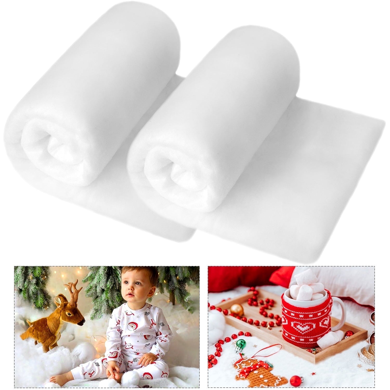 Ayieyill Christmas Snow Blanket Roll (2.6 x 7.8 Ft), Fake Snow Blanket Large Artificial Snow Roll for Christmas Decoration, Village Displays, Under the Christmas Tree