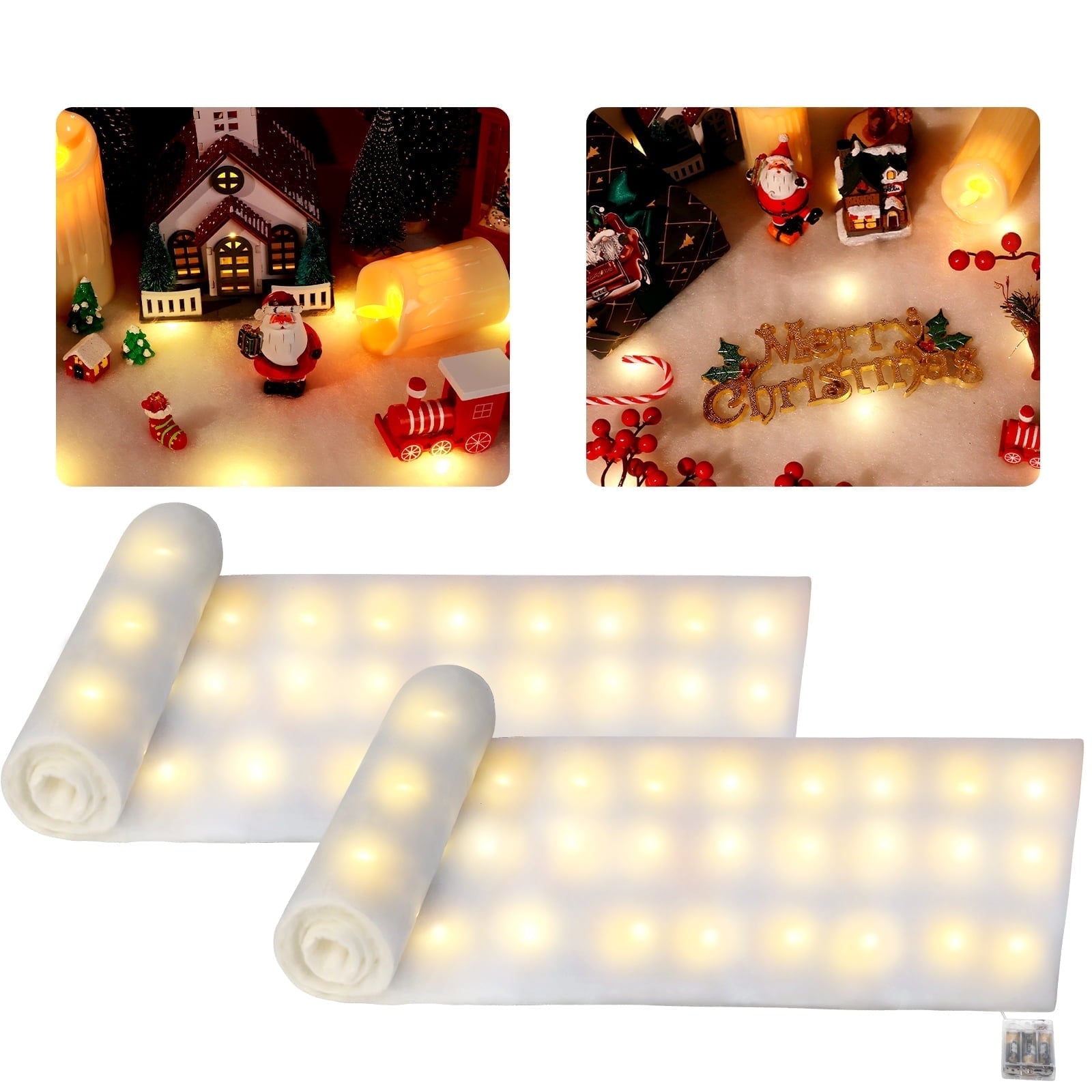 Ayieyill Christmas Snow Blanket Roll (2.6 x 7.8 Ft), Fake Snow Blanket Large Artificial Snow Roll for Christmas Decoration, Village Displays, Under the Christmas Tree