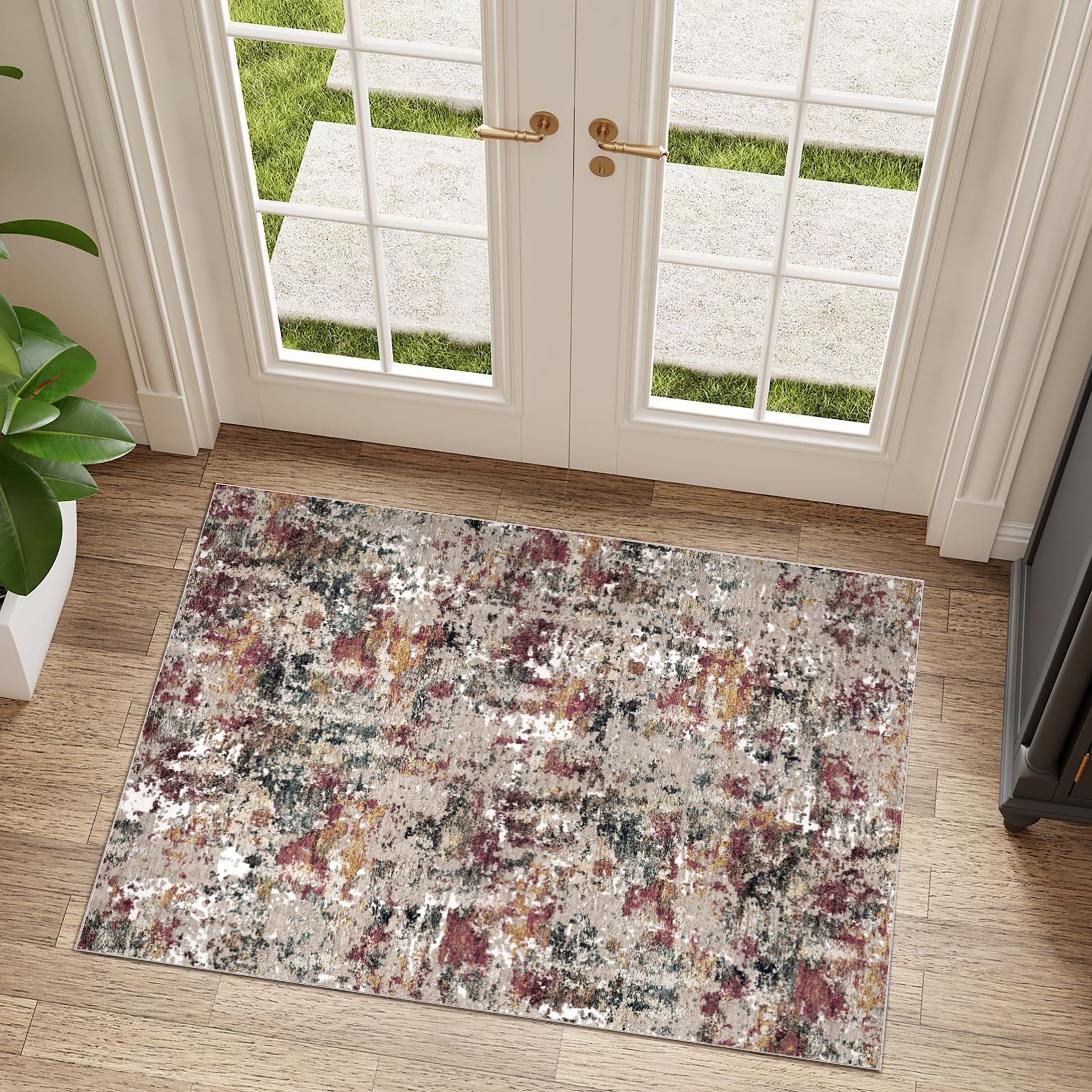 Berthmeer 6' x 9'Gray Abstract Area Rugs, Abstract Gray