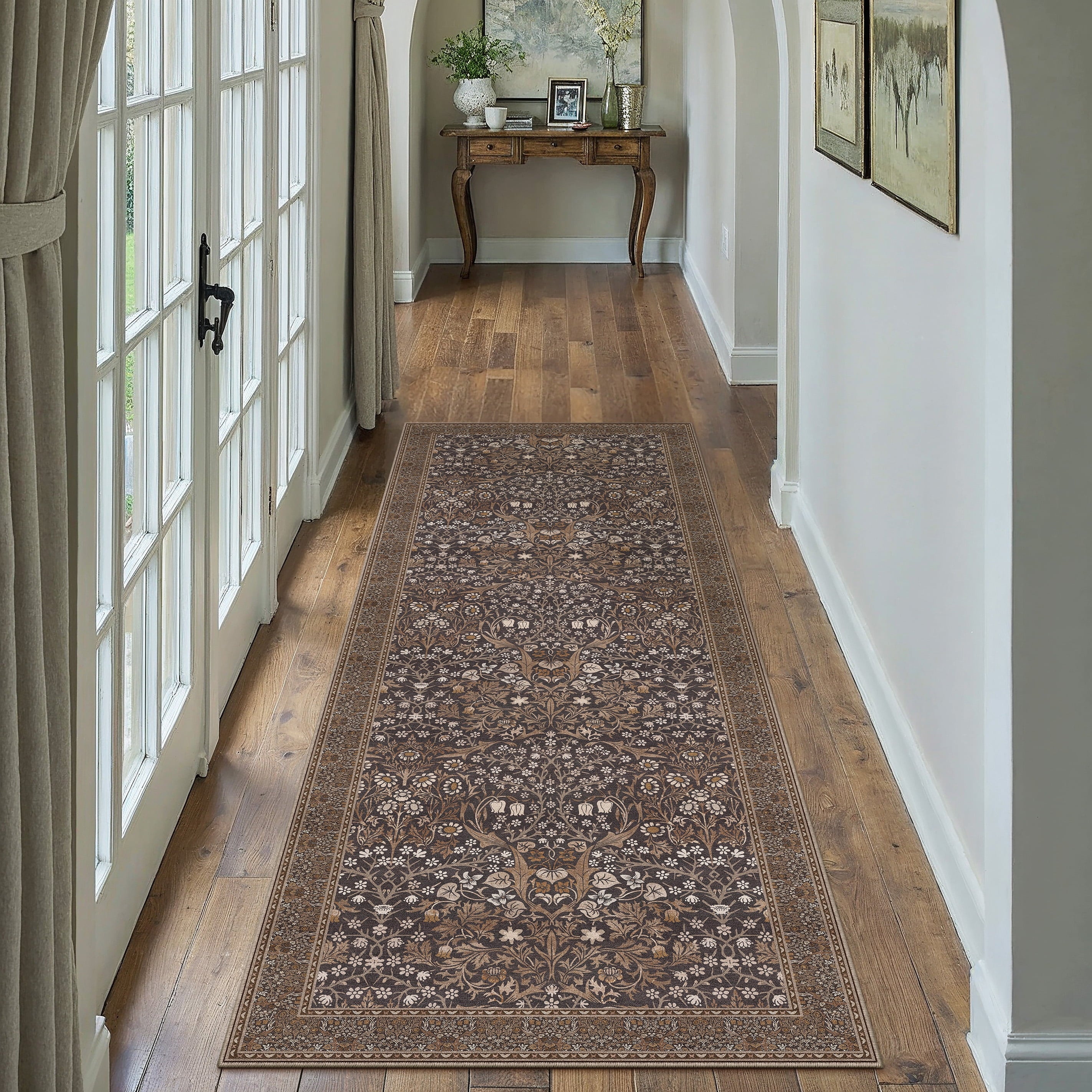 BERTHMEER 8'x10' Area Rugs for Living Room Bedroom Dining Room Kitchen Rugs Non Slip Washable Farmhouse Office Oriental Vintage Distressed Rugs Carpets,Deep Green