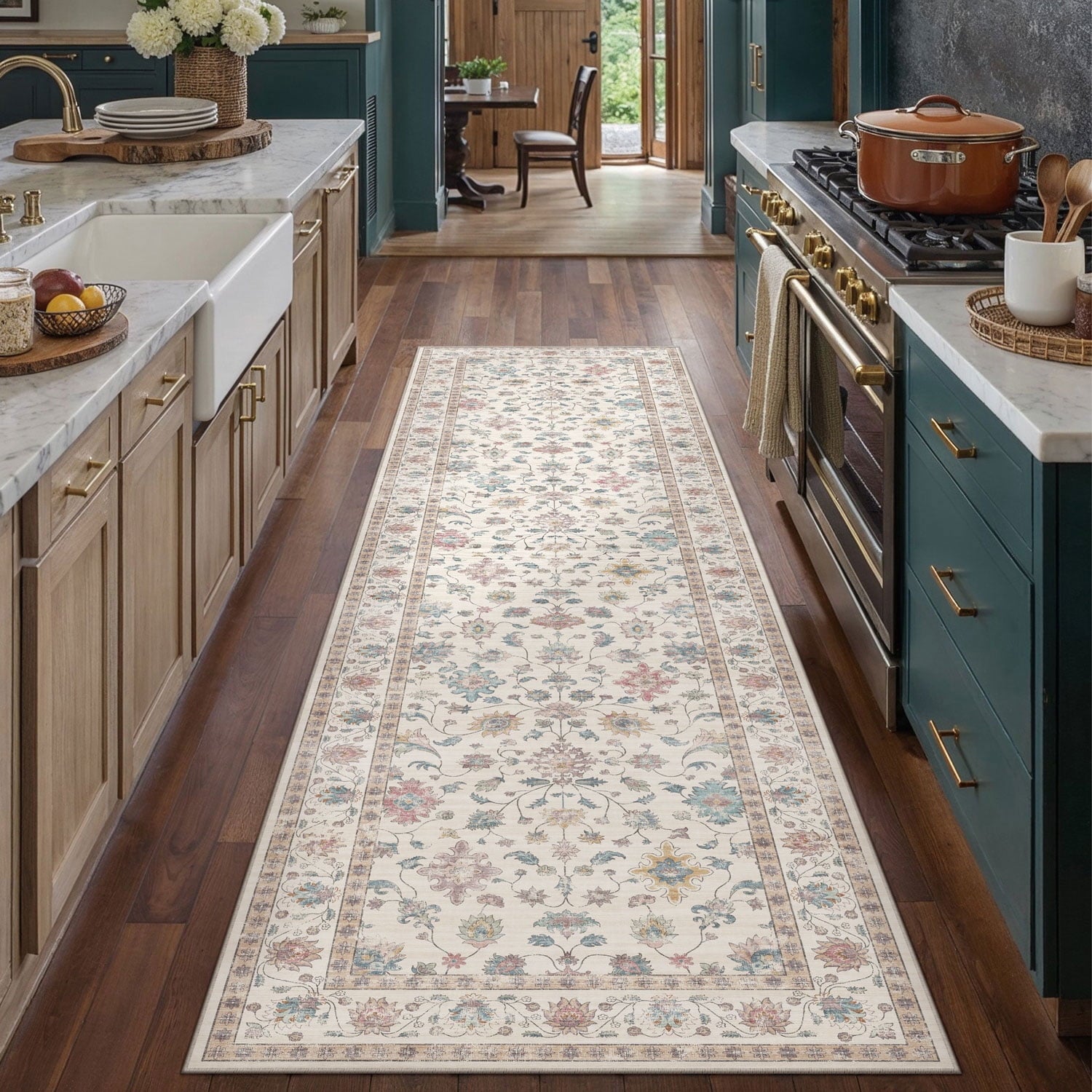 BERTHMEER 8'x10' Area Rugs for Living Room Bedroom Office Dining Room Farmhouse Large Brown Rugs Vintage Oriental Traditional Distressed Non Slip Washable Rugs Carpets