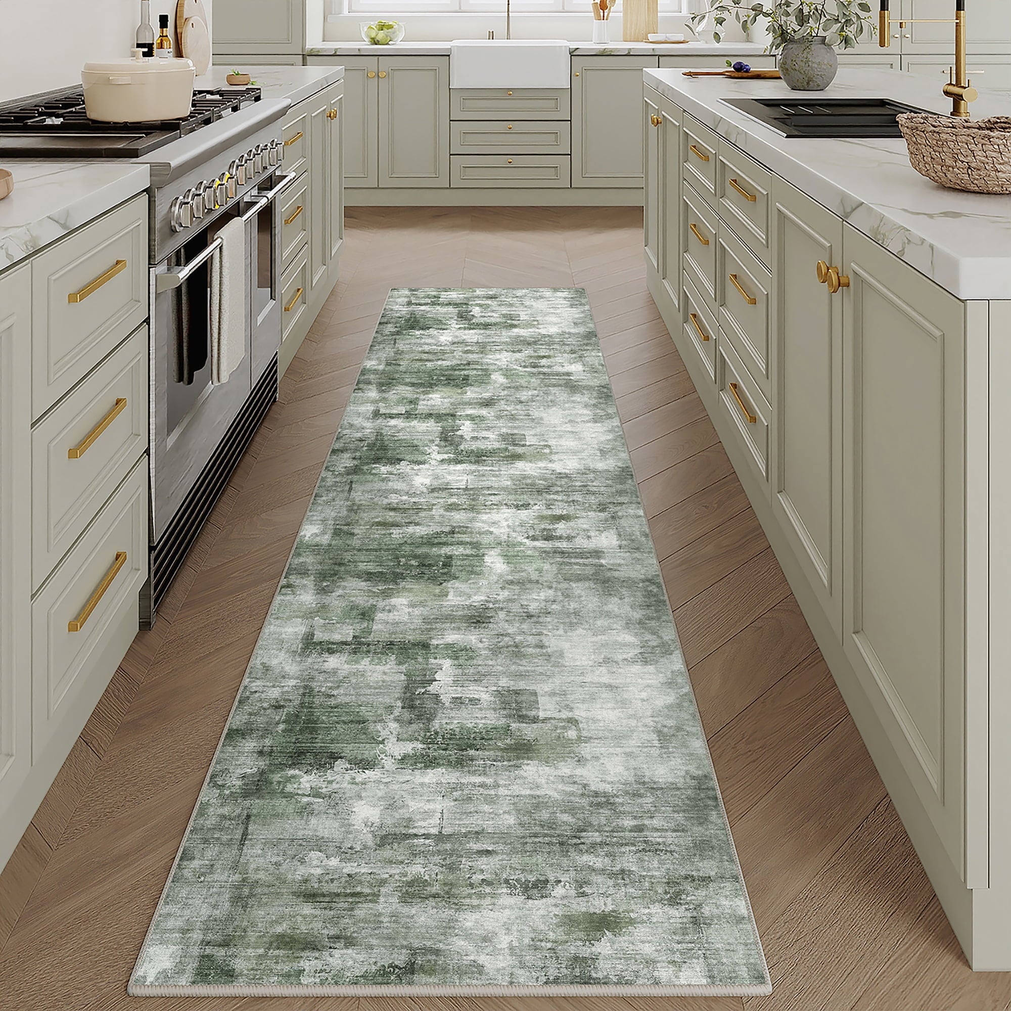 Berthmeer 6' x 9'Gray Abstract Area Rugs, Abstract Gray